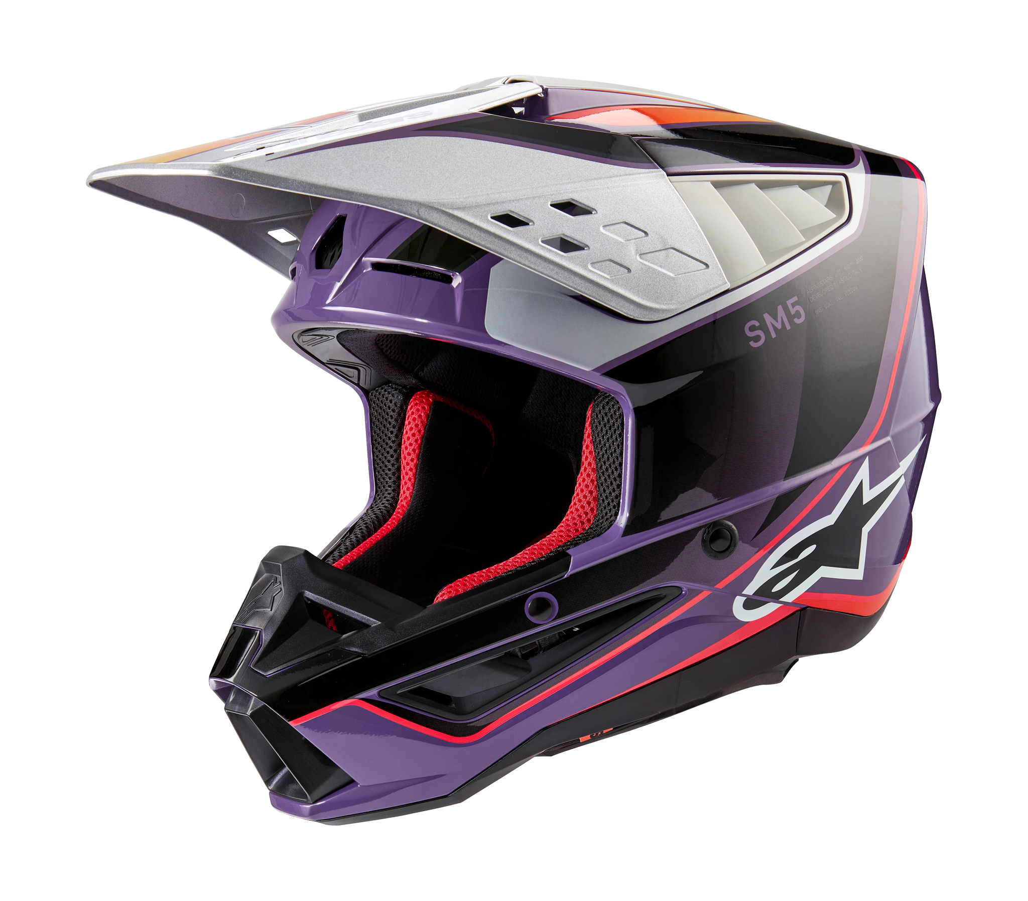 Alpinestars Motocross Helmet S-M5 Sail - Gloss Violet / Black / Silver