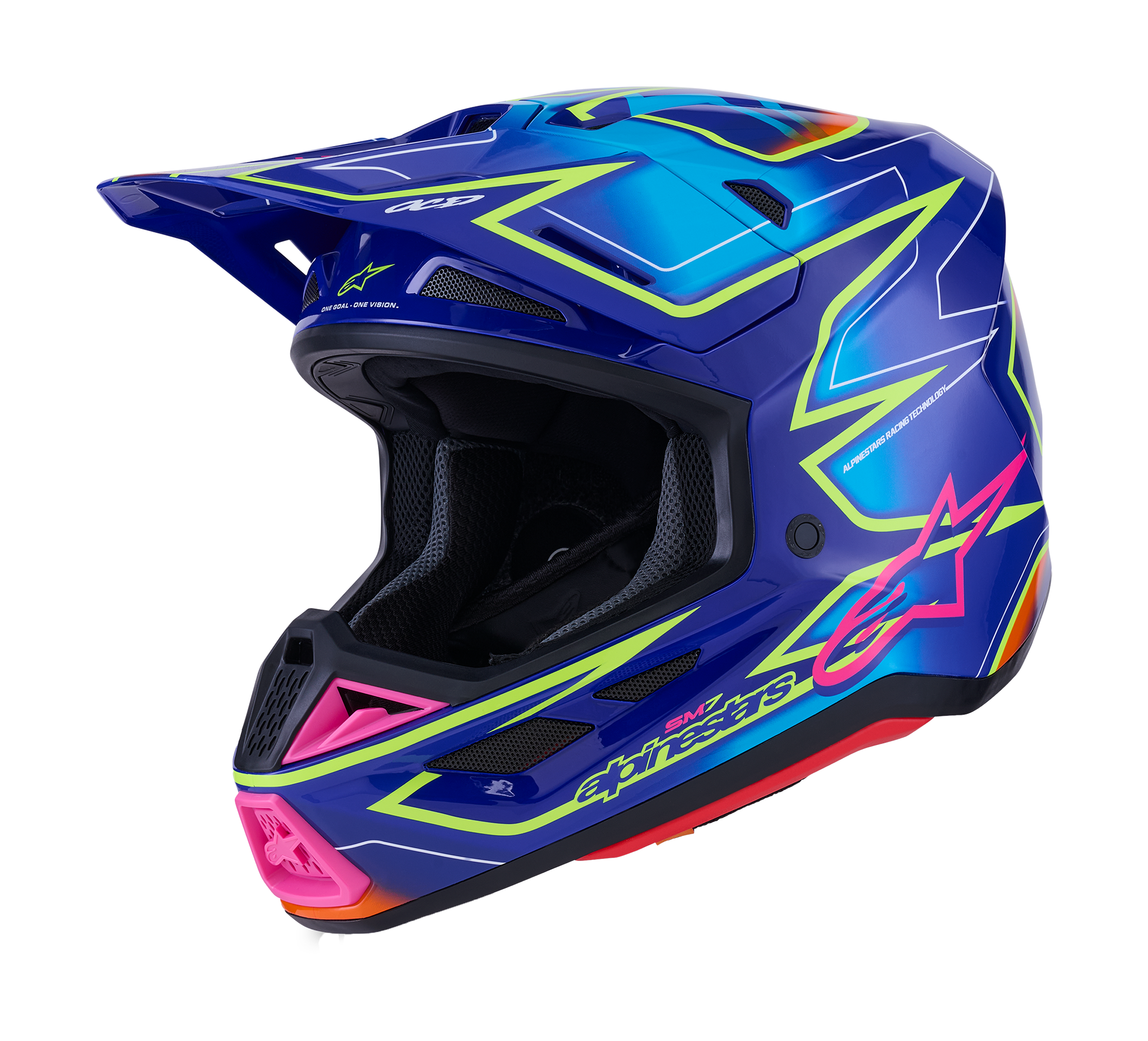 Alpinestars Motocross Helmet S-M7 Cast - Blue / Pink / Fluo Yellow