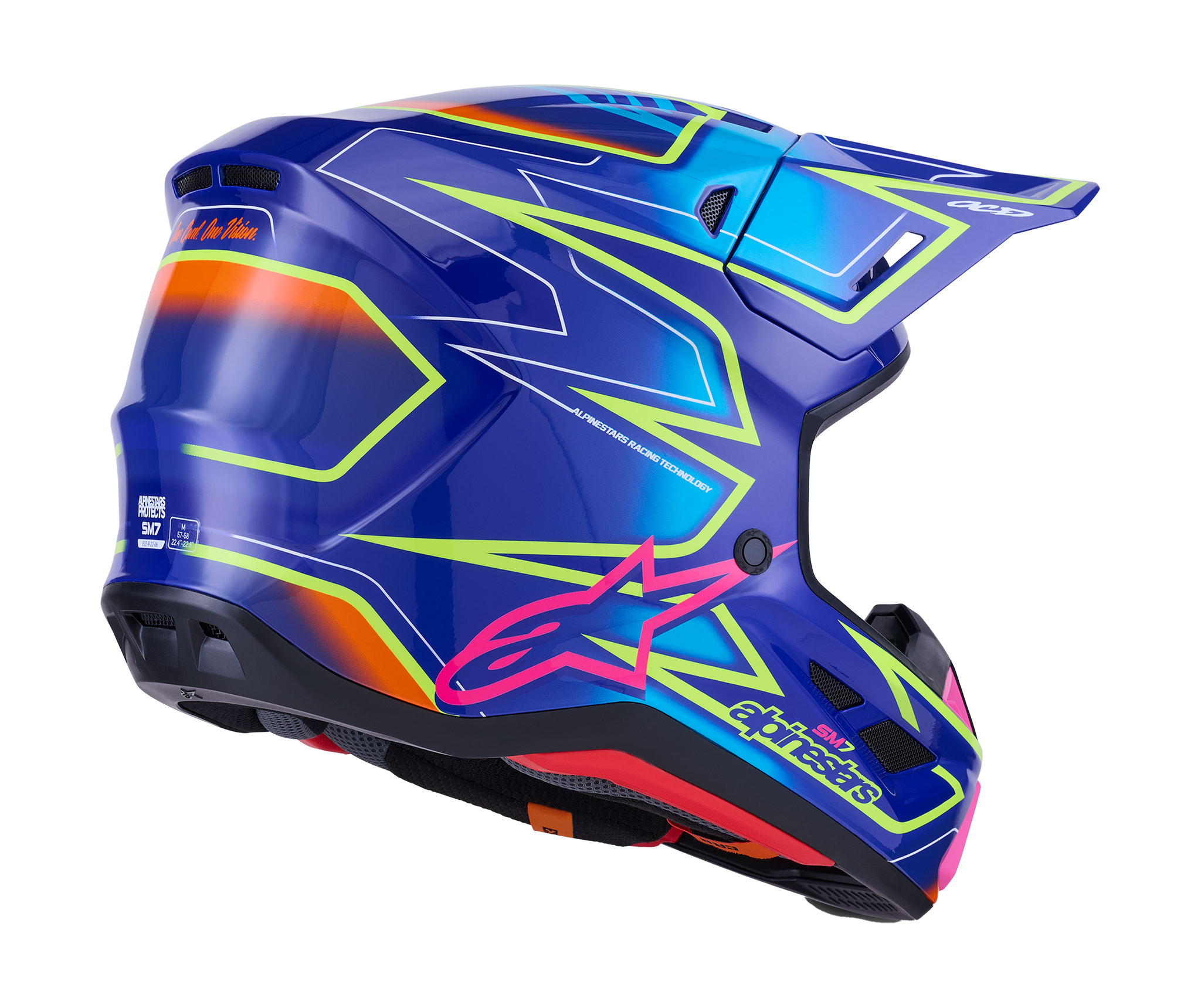 Alpinestars Motocross Helmet S-M7 Cast - Blue / Pink / Fluo Yellow