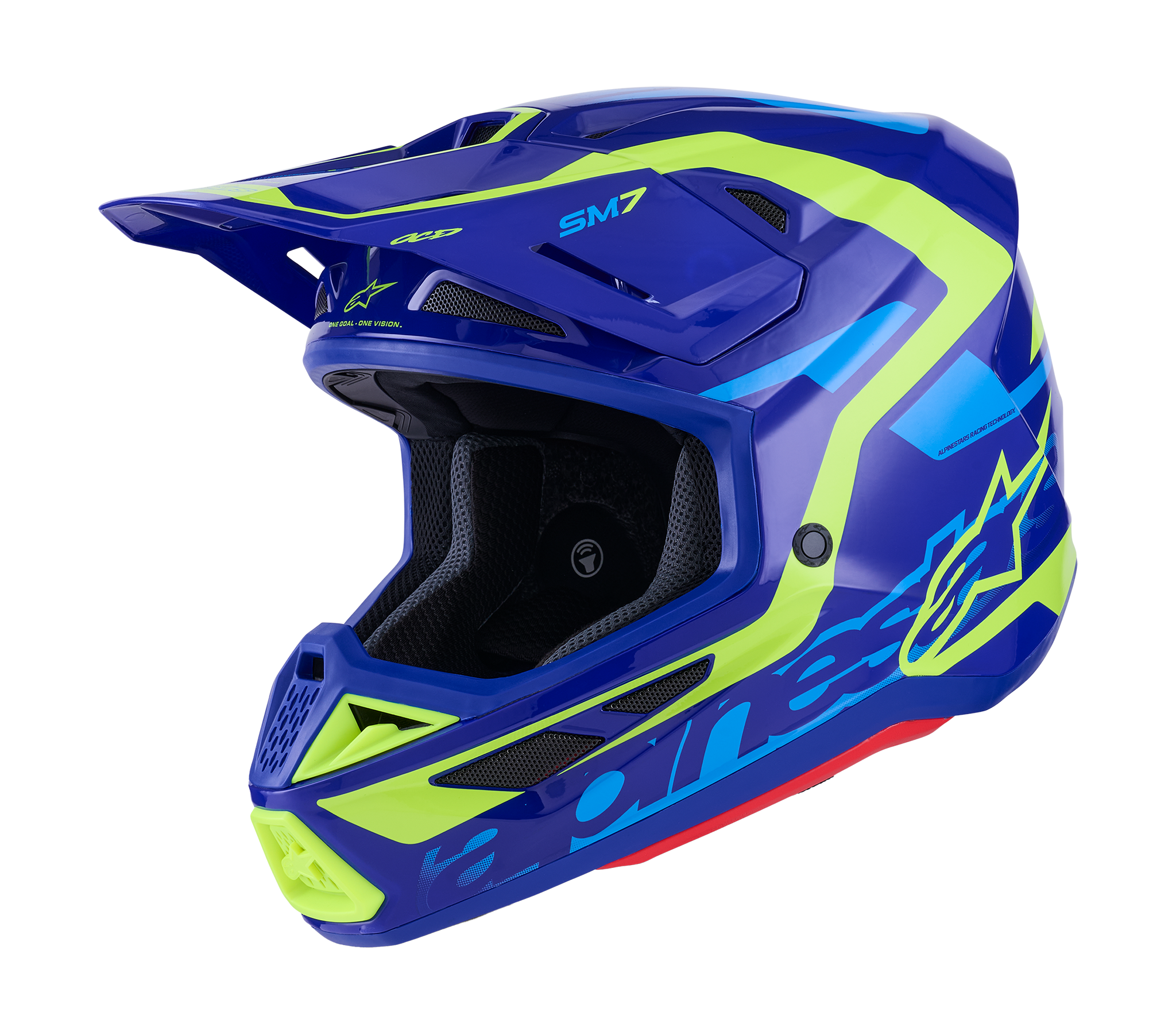 Alpinestars Motocross Helmet S-M7 Deed - Blue / Fluo Yellow