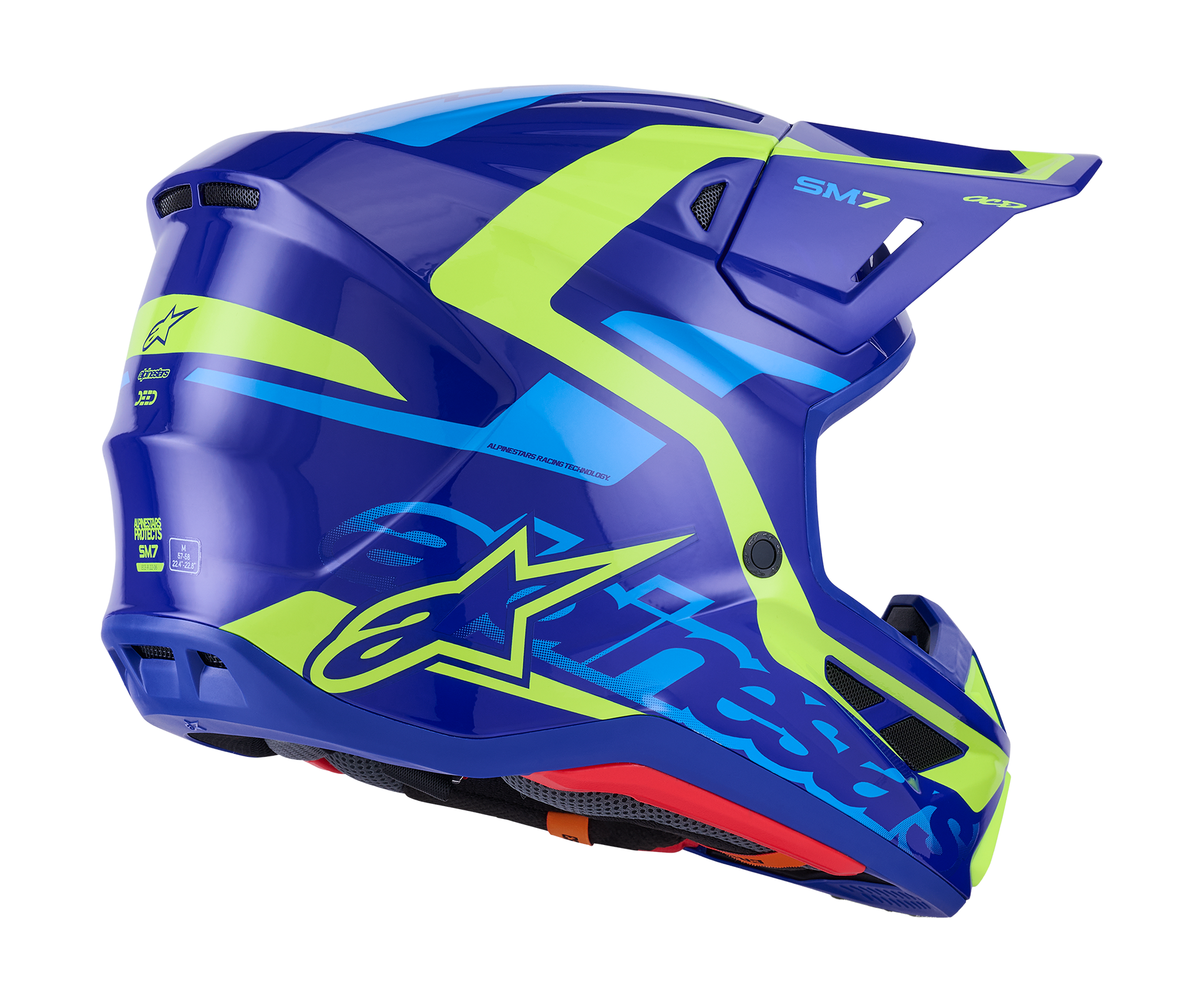 Alpinestars Motocross Helmet S-M7 Deed - Blue / Fluo Yellow