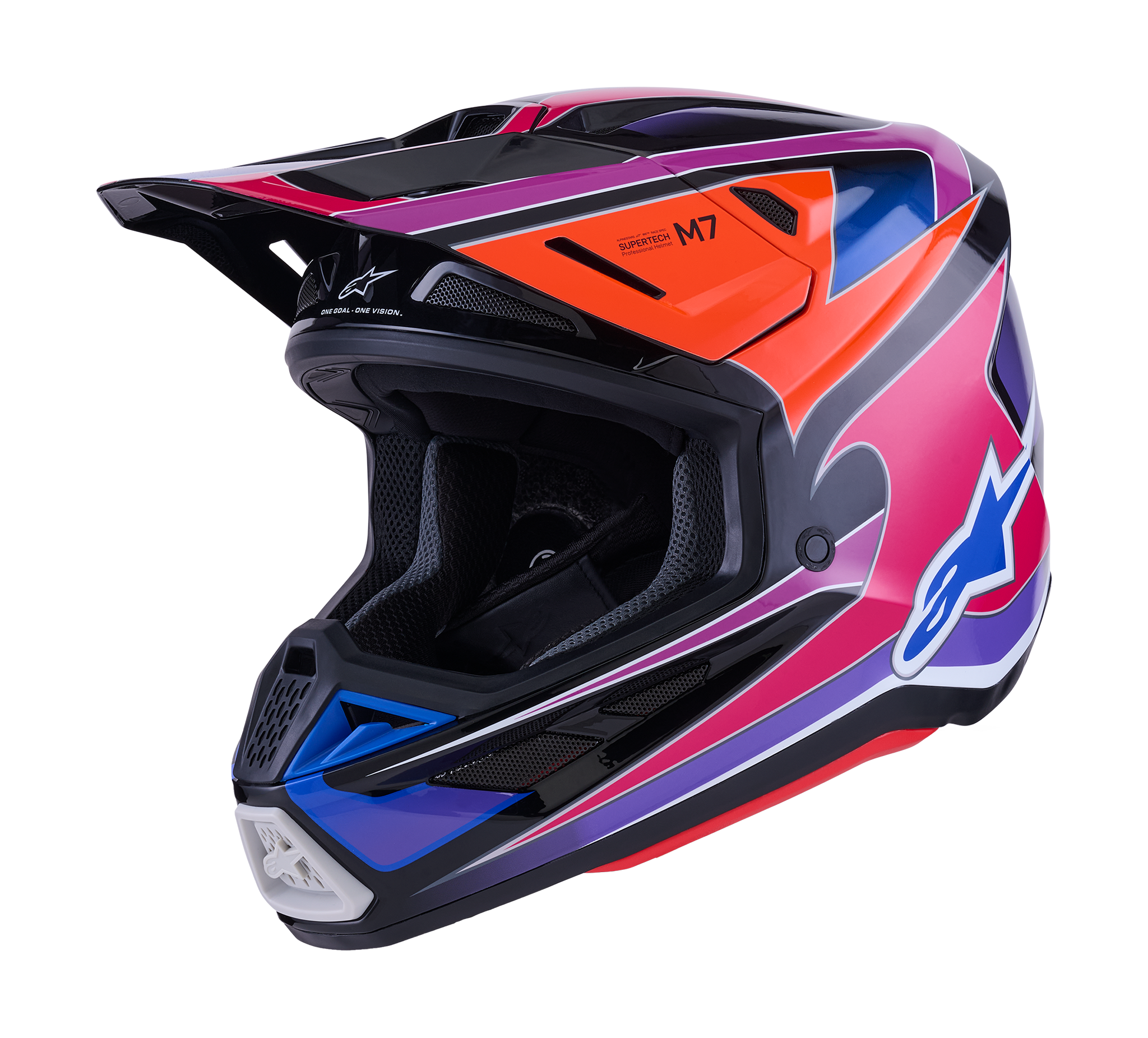 Alpinestars Motocross Helmet S-M7 Fuse - Blue / Purple / Pink