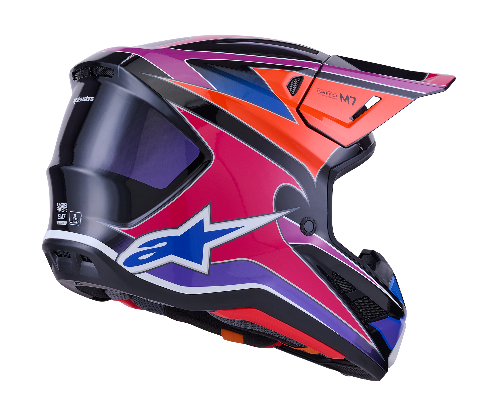 Alpinestars Motocross Helmet S-M7 Fuse - Blue / Purple / Pink