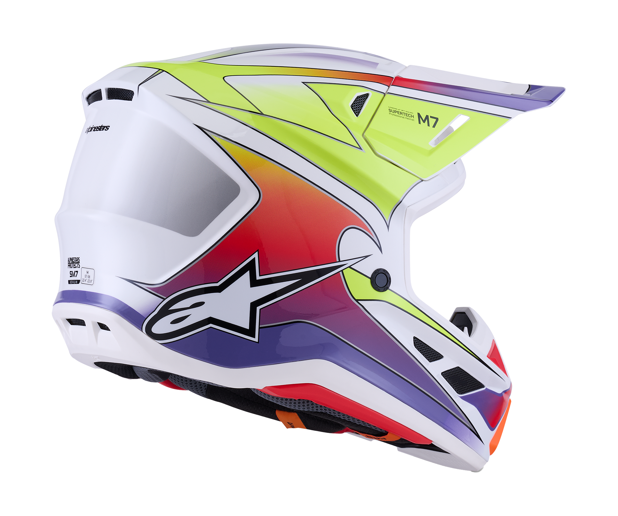 Alpinestars Motocross Helmet S-M7 Fuse - White / Fluo Yellow / Purple