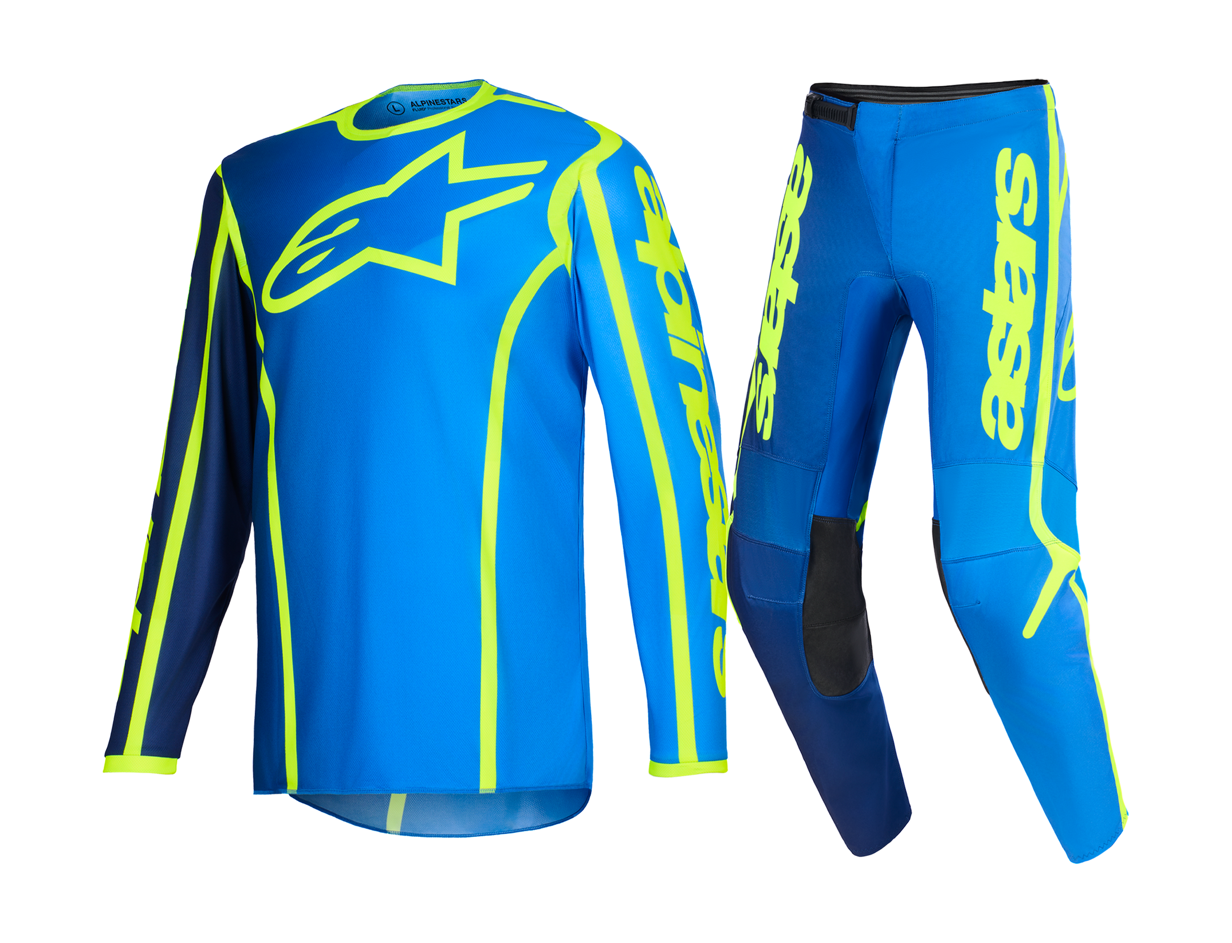 Alpinestars Motocross Gear 2026 Fluid Apex - Blue / Fluo Yellow