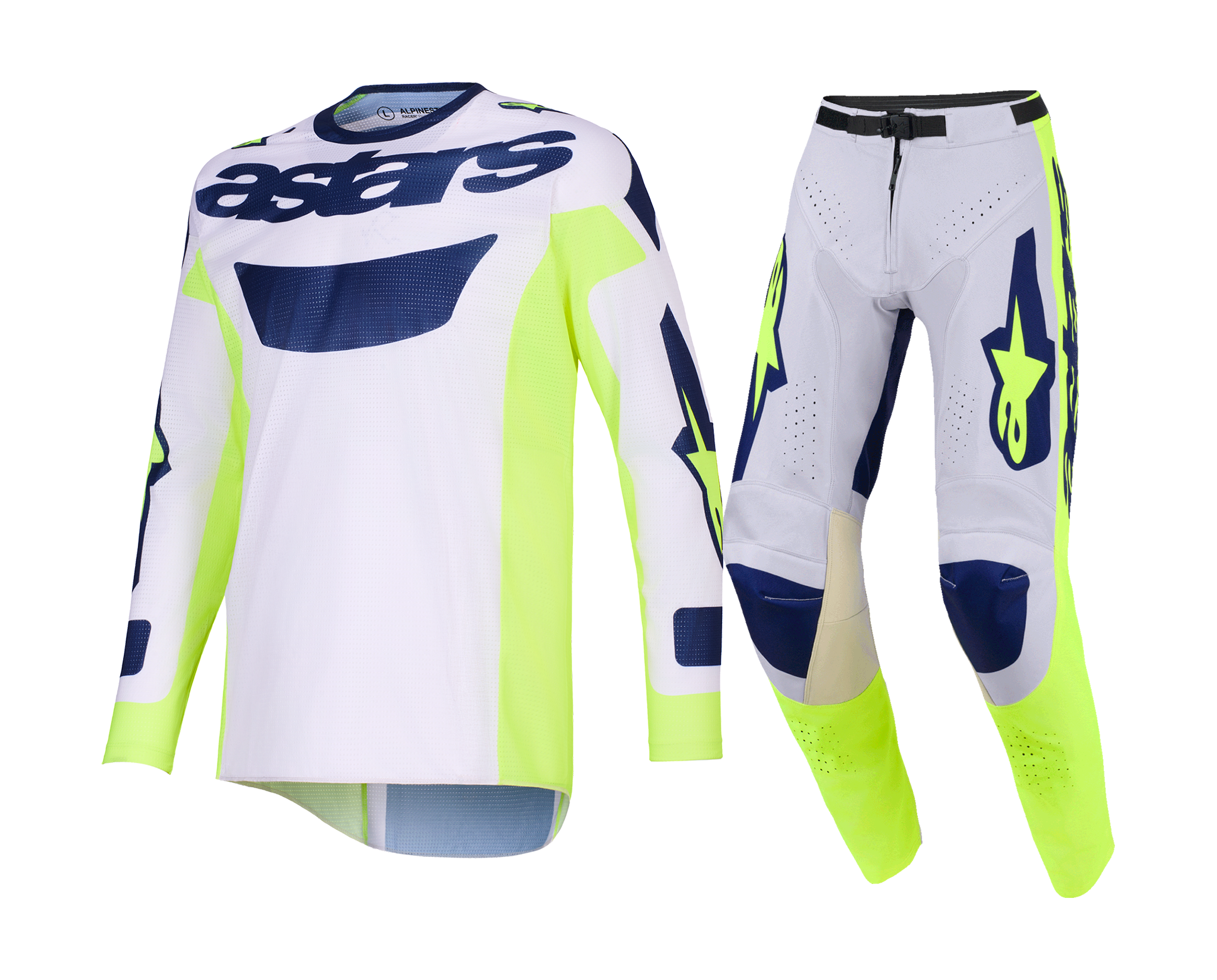 Alpinestars Motocross Gear 2026 Racer Air Riway - Light Grey / Fluo Yellow / Blue