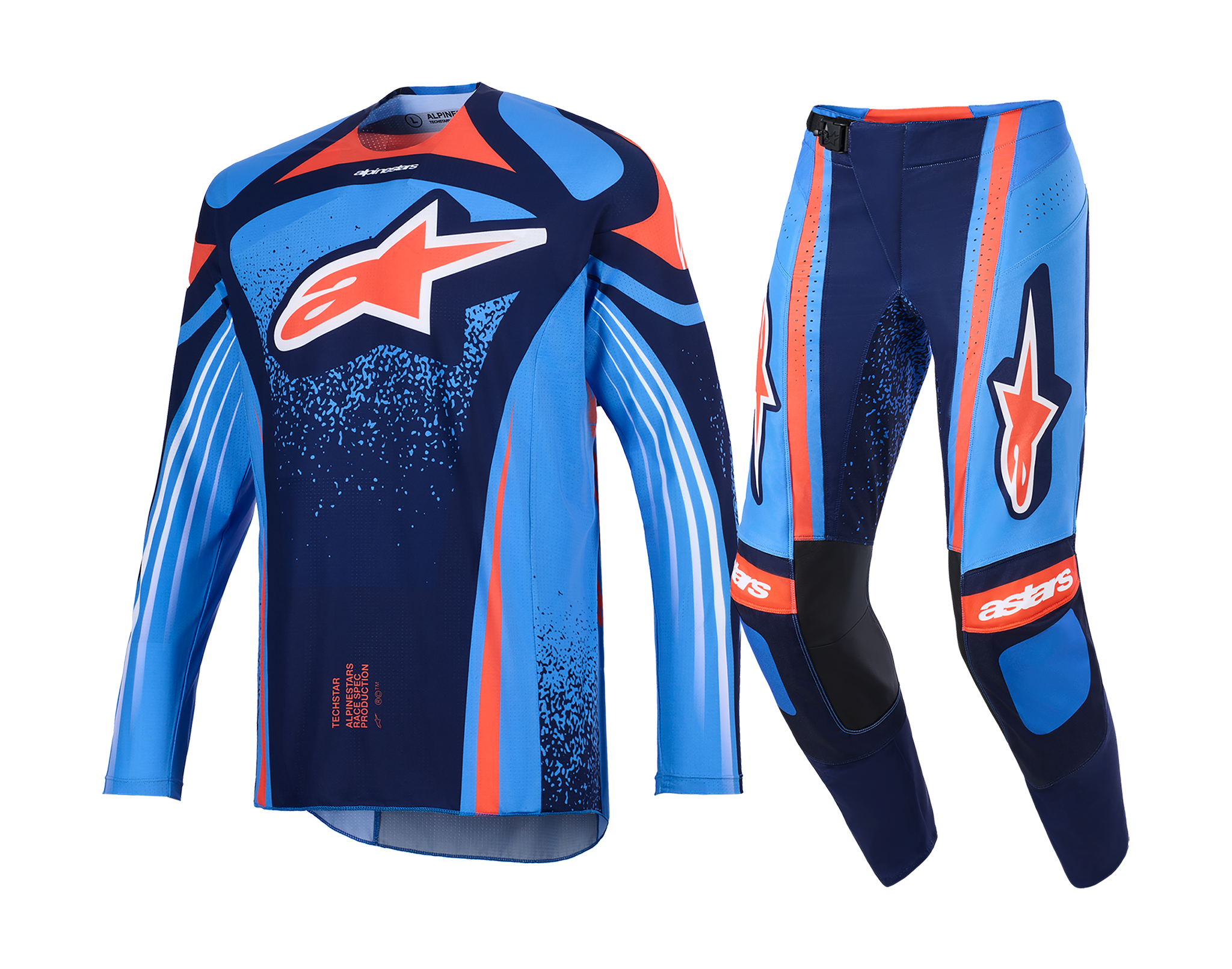 Alpinestars Motocross Gear 2026 Techstar Nomur - Dark Navy / Orange / Ucla / Blue