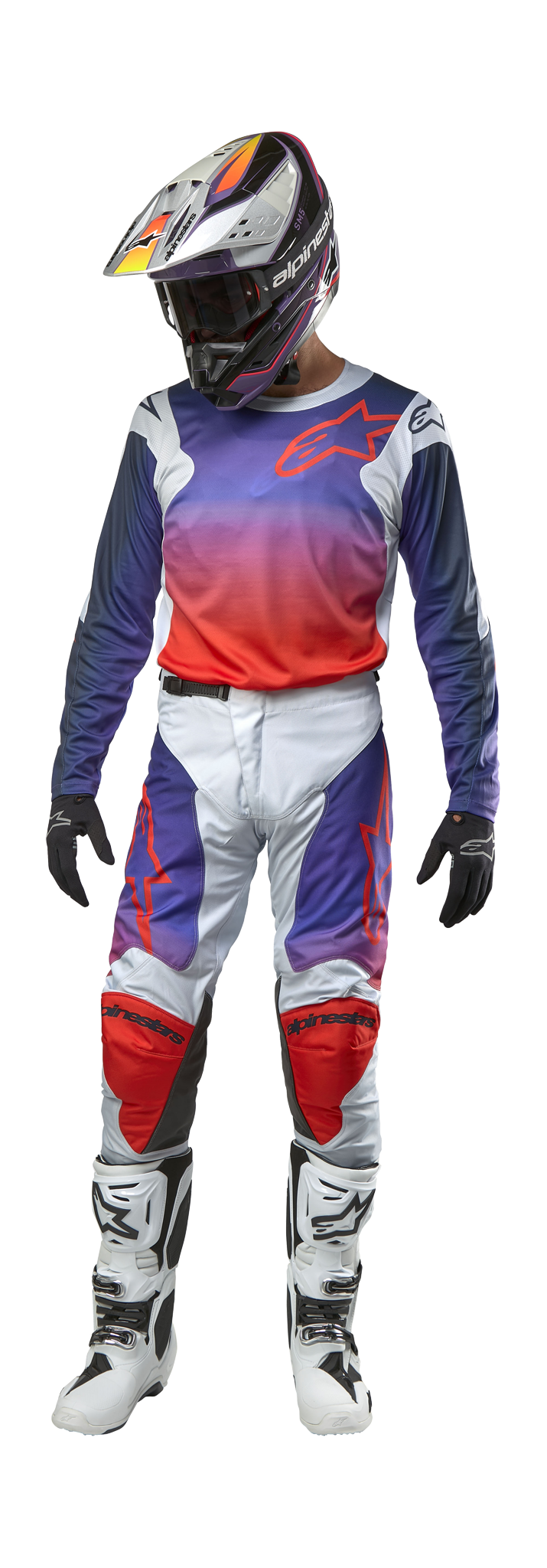 Alpinestars Motocross Gear Racer Hoen - Light Grey / Hot Orange / Black