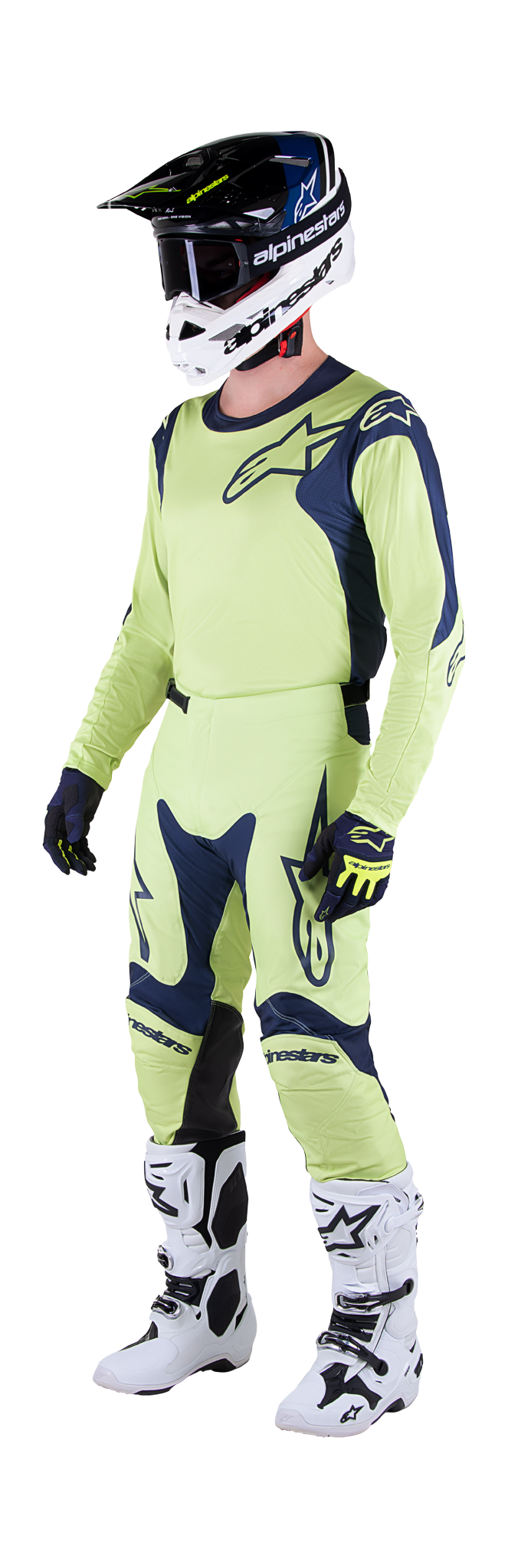 Alpinestars Motocross Gear Racer Hoen - Night Navy / Fluo Green