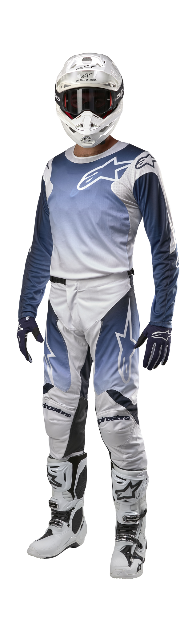 Alpinestars Motocross Gear Racer Hoen - White / Navy / Light Blue