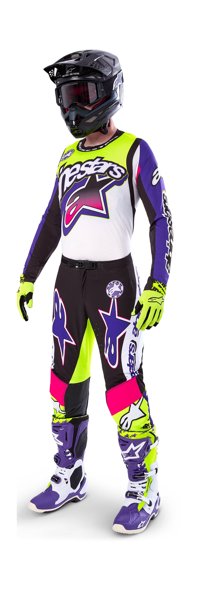 Alpinestars Motocross Gear Supertech LE Dirt Studios - White / Purple / Yellow Fluo