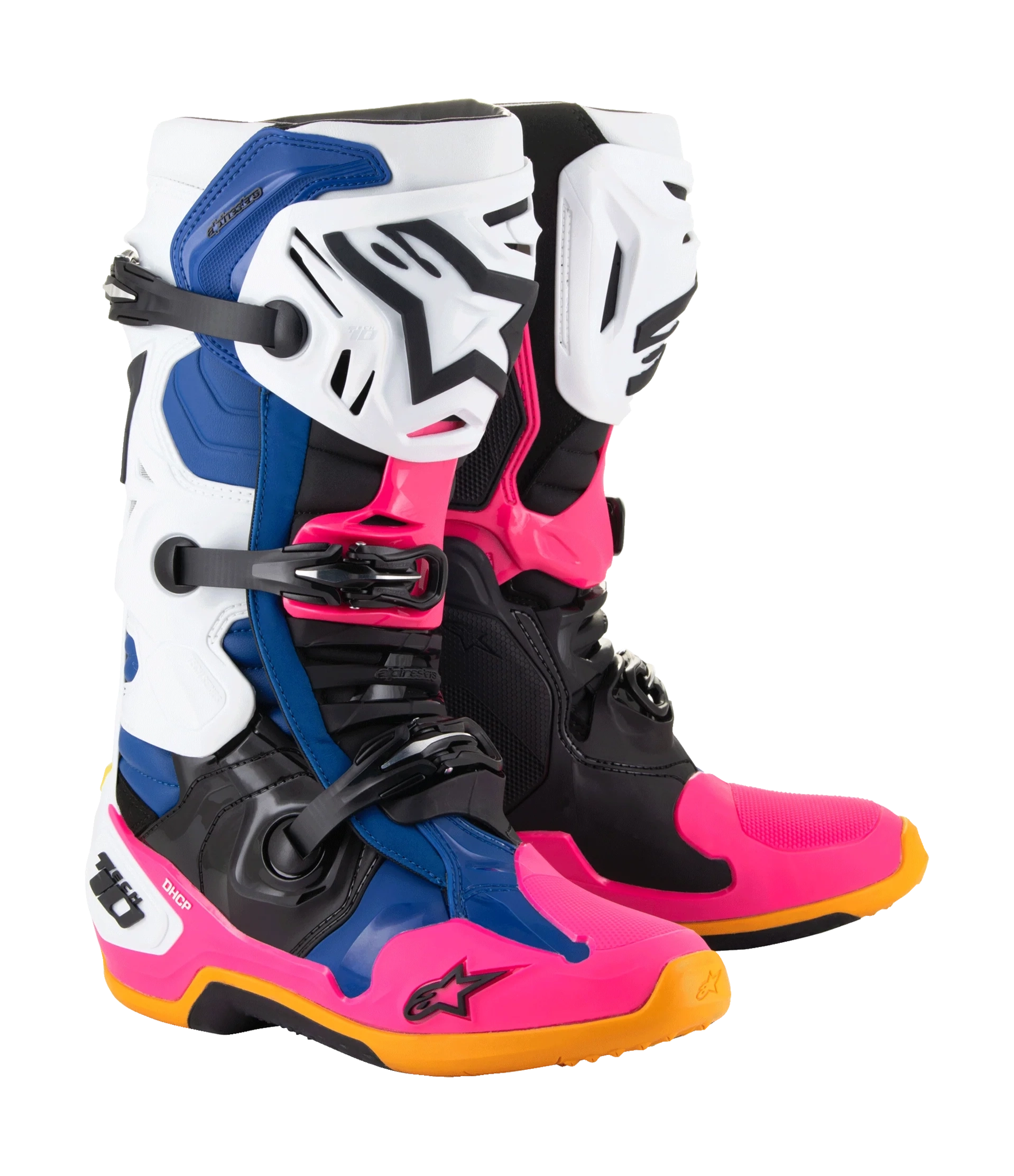 Alpinestars Motocross Boots Tech 10 LE Coast - White / Dark Blue / Fluo Pink