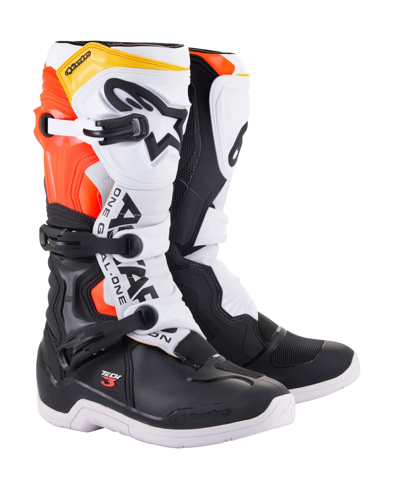 Alpinestars Motocross Boots Tech 3 - Black / White / Fluo Red / Yellow