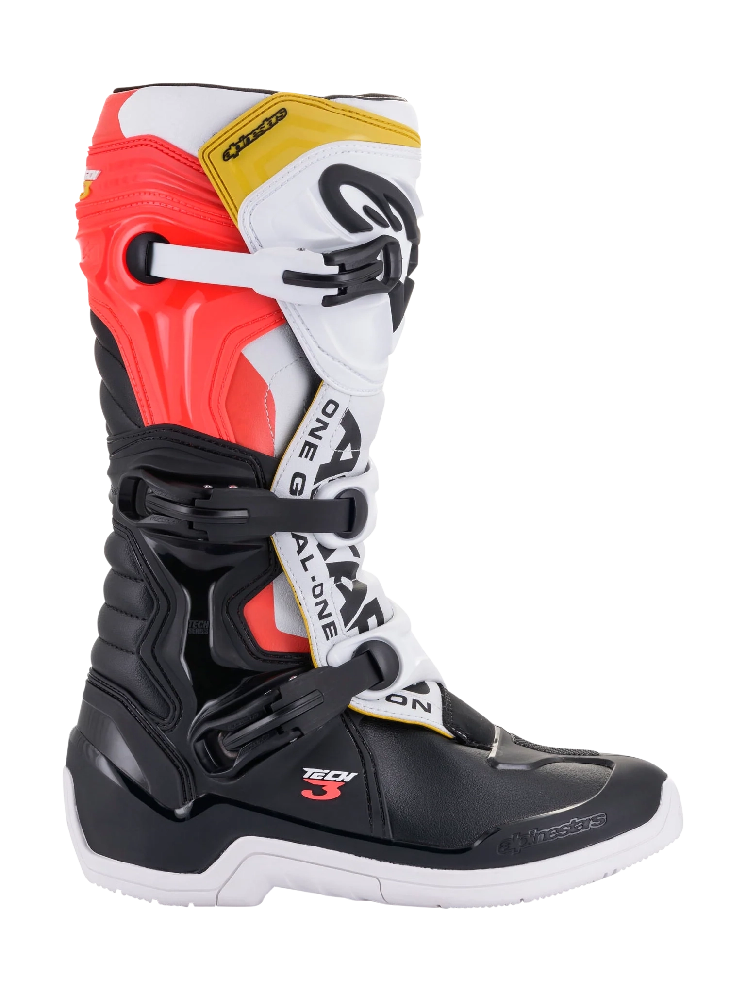 Alpinestars Motocross Boots Tech 3 - Black / White / Fluo Red / Yellow