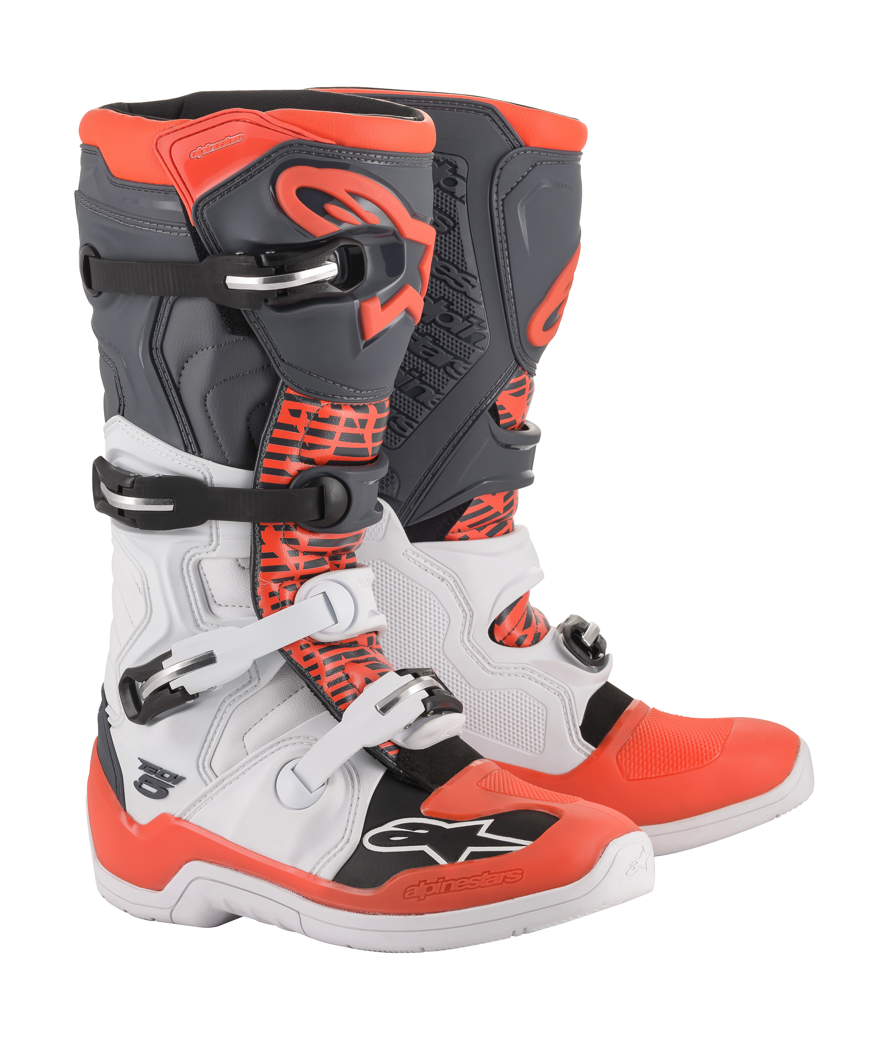 Alpinestars Motocross Boots Tech 5 - White / Grey / Fluo Red