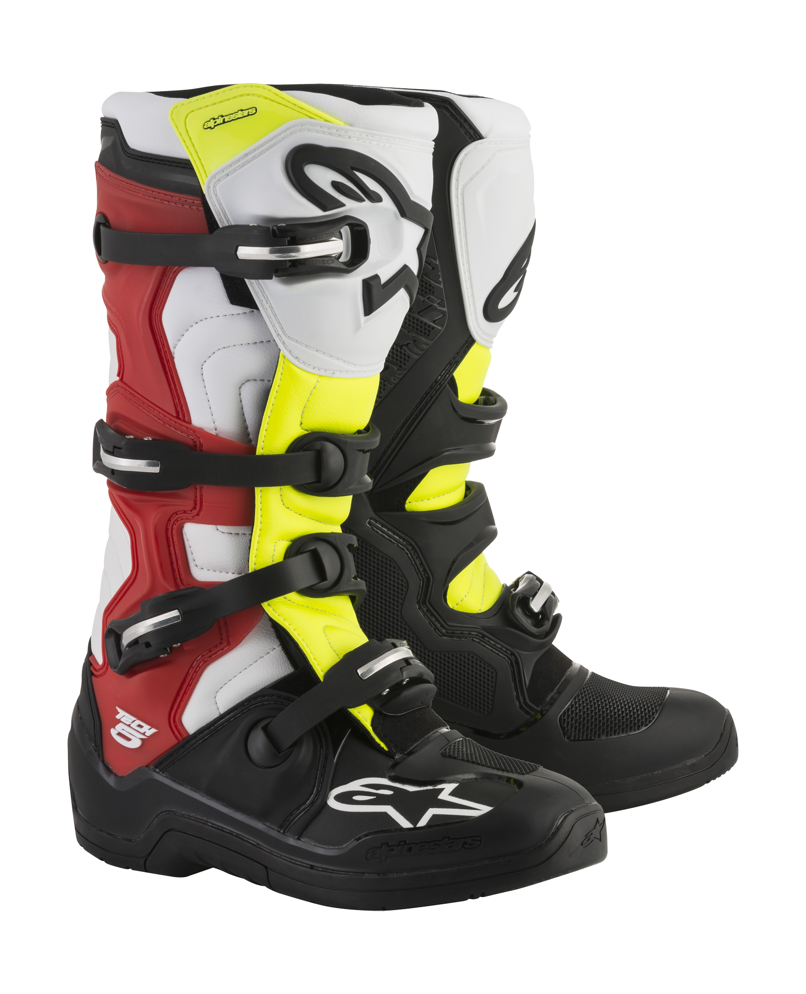 Alpinestars Motocross Boots Tech 5 - Black / White / Red / Fluo Yellow