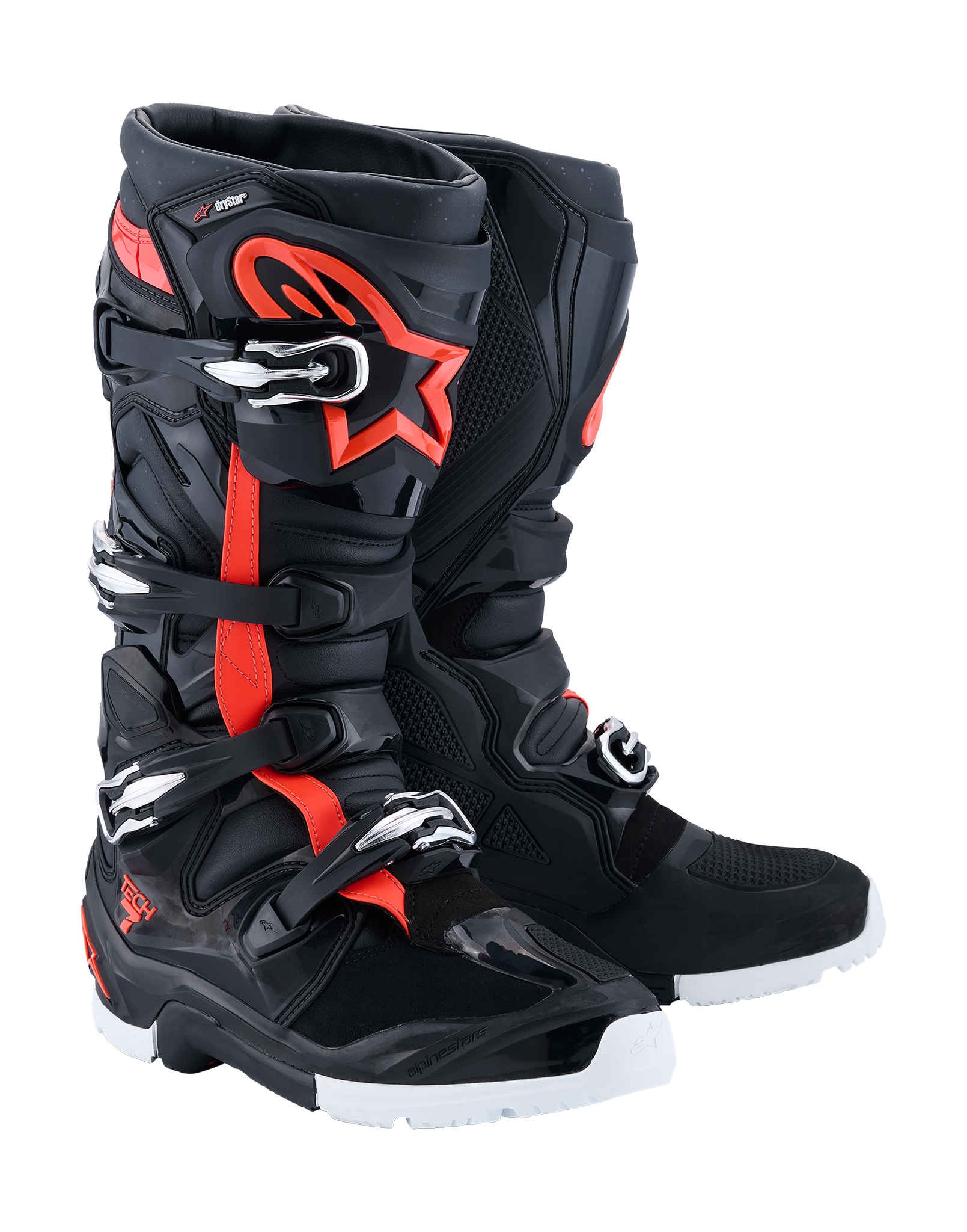 Alpinestars Motocross Boots Tech 7 Enduro Drystar - Black / Fluo Red / White