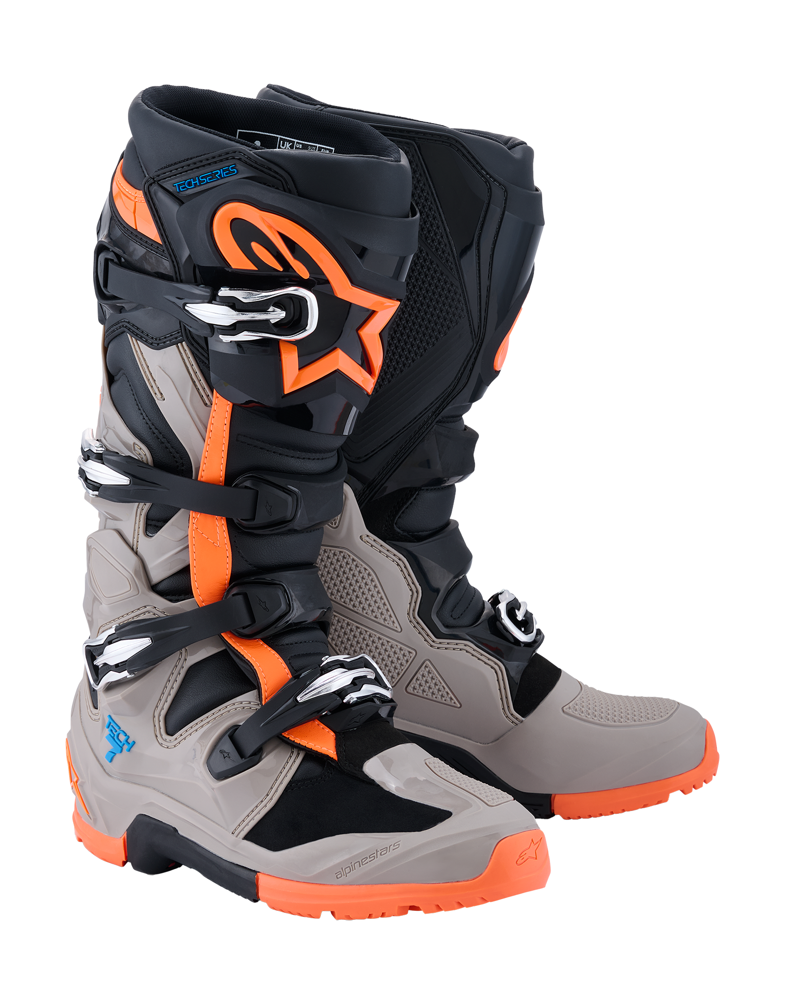 Alpinestars Motocross Boots Tech 7 Enduro - Black / Grey / Fluo Orange