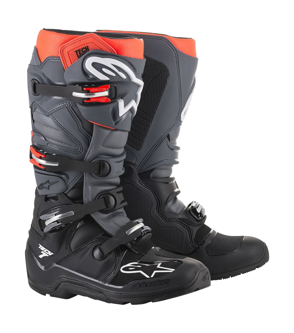 Alpinestars Motocross Boots Tech 7 Enduro - Black / Grey / Red Fluo