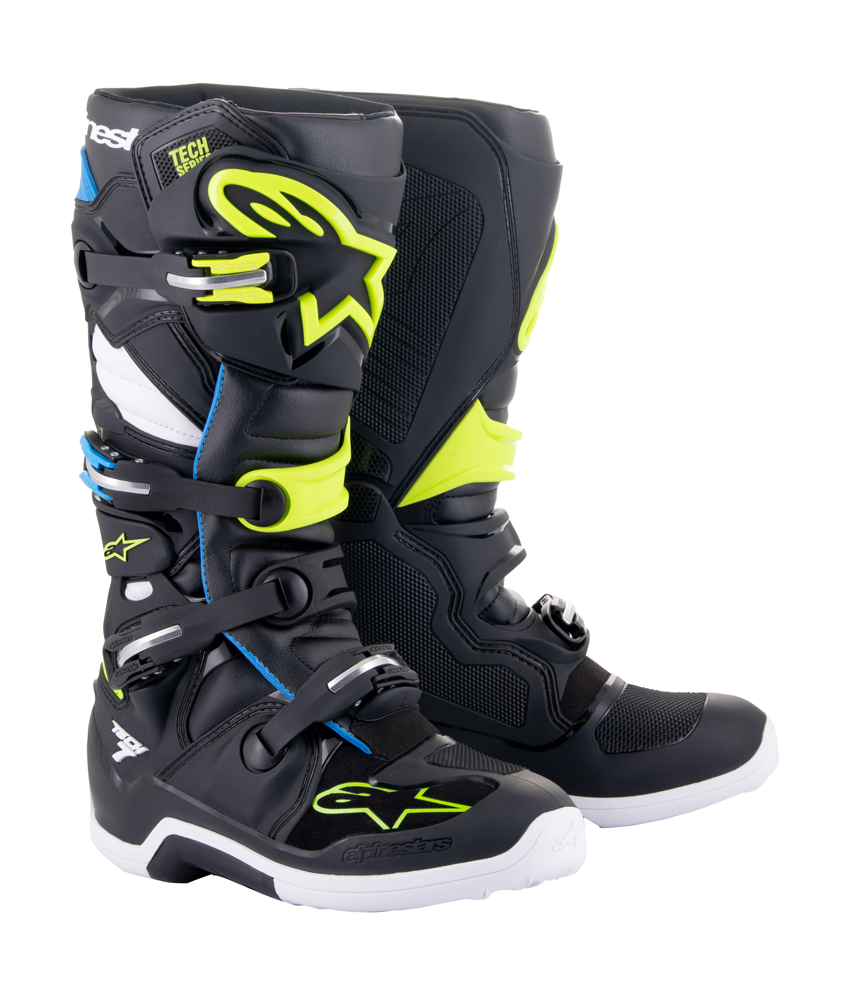 Alpinestars Motocross Boots Tech 7 v14 - Black / Enamel Blue / Fluo Yellow