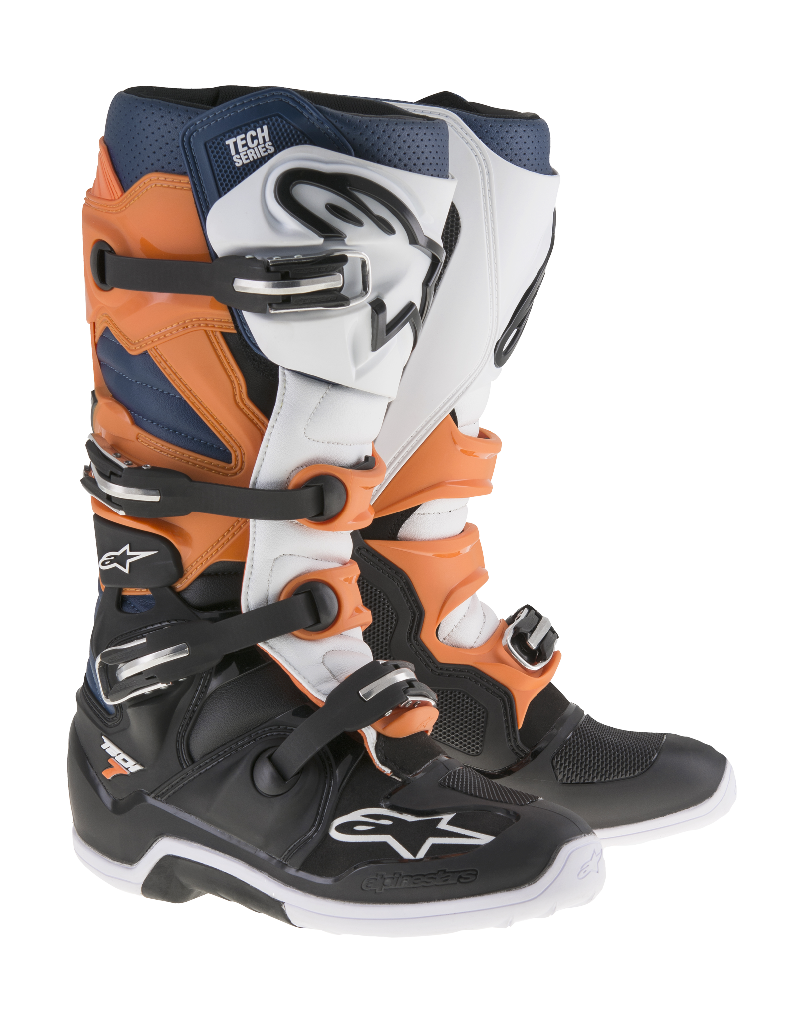 Alpinestars Motocross Boots Tech 7 v14 - Black / Orange / White / Blue