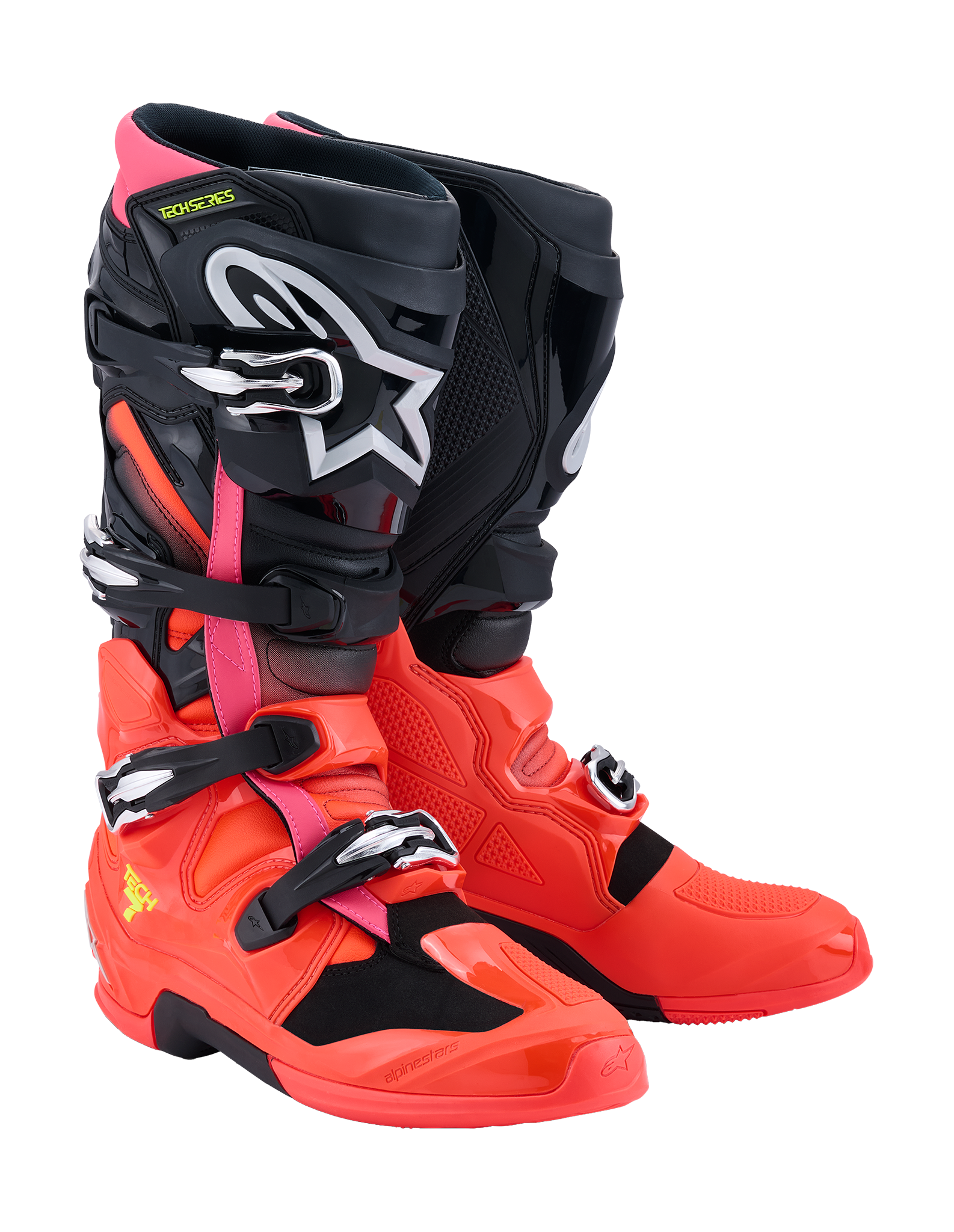 Alpinestars Motocross Boots Tech 7 - Black / Fluo Red / Fluo Pink