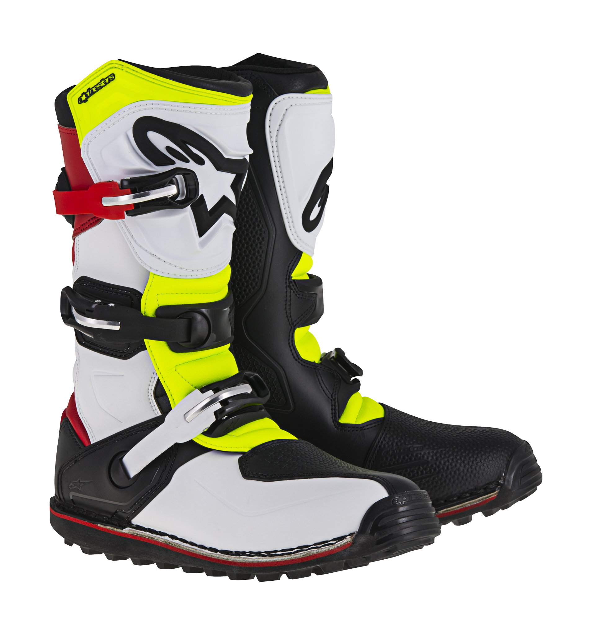 Alpinestars Motocross Boots Tech-T - White / Red / Yellow Fluo / Black
