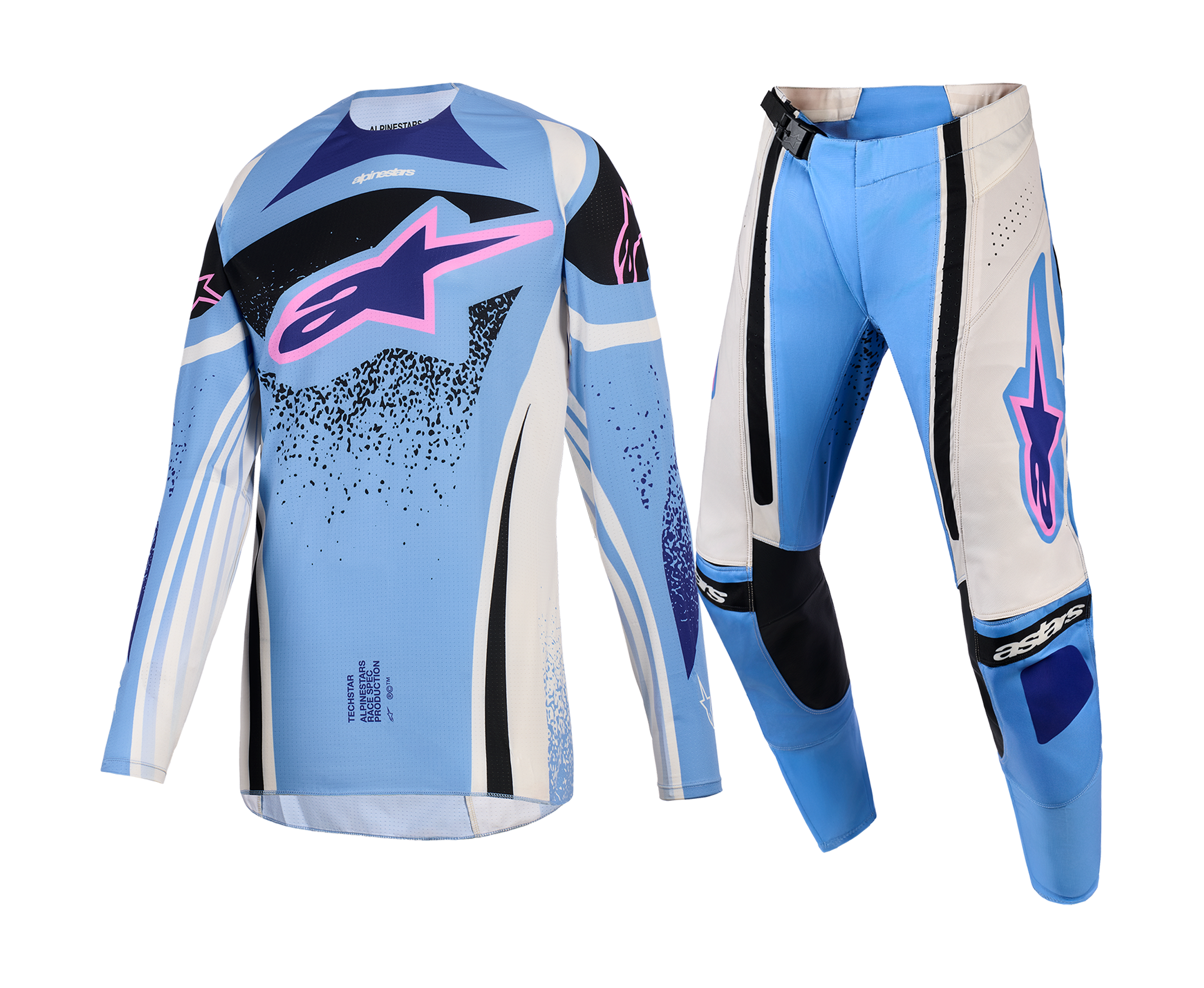 Alpinestars Women Motocross Gear 2026 Techstar Nomur - Light Blue / Off White / Black