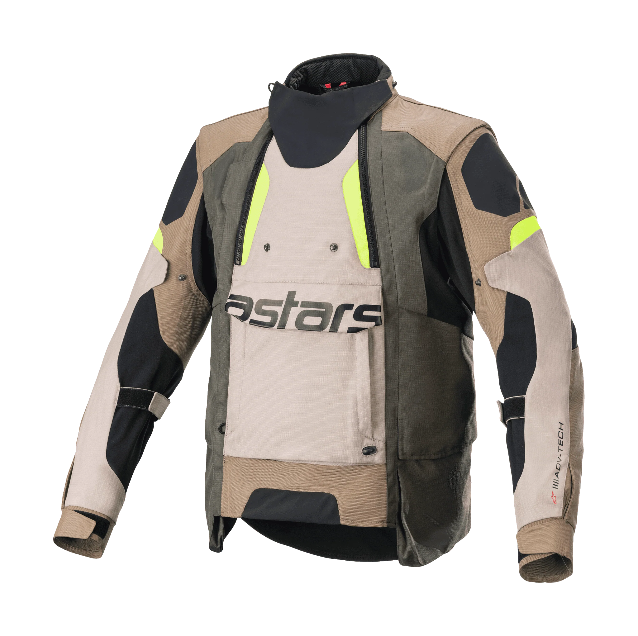Alpinestars Enduro Jacket Halo Drystar - Dark Khaki / Sand / Fluo Yellow