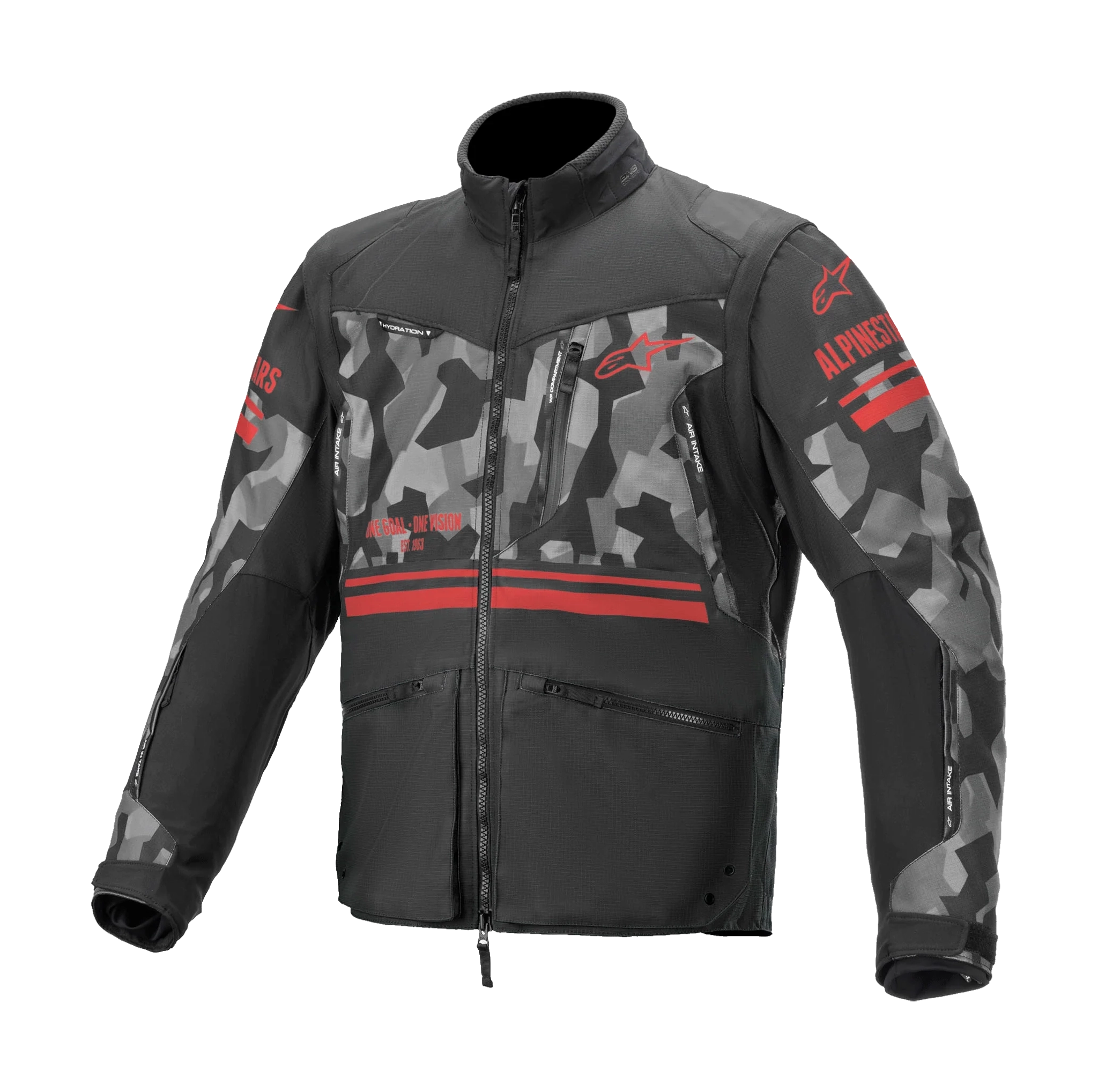 Alpinestars Enduro Jacket Venture R - Grey Camo / Fluo Red