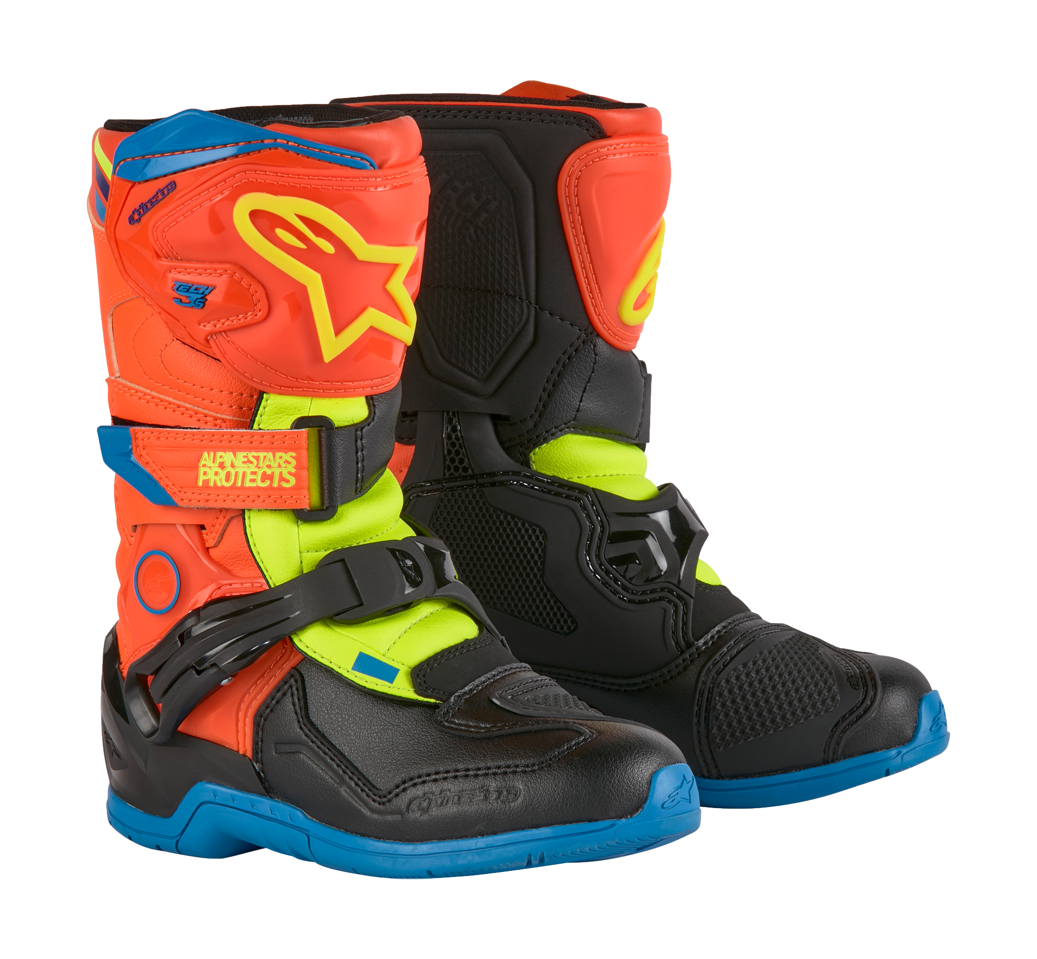 Alpinestars Kids Motocross Boots Tech 3S - Fluo Orange / Blue / Fluo Yellow