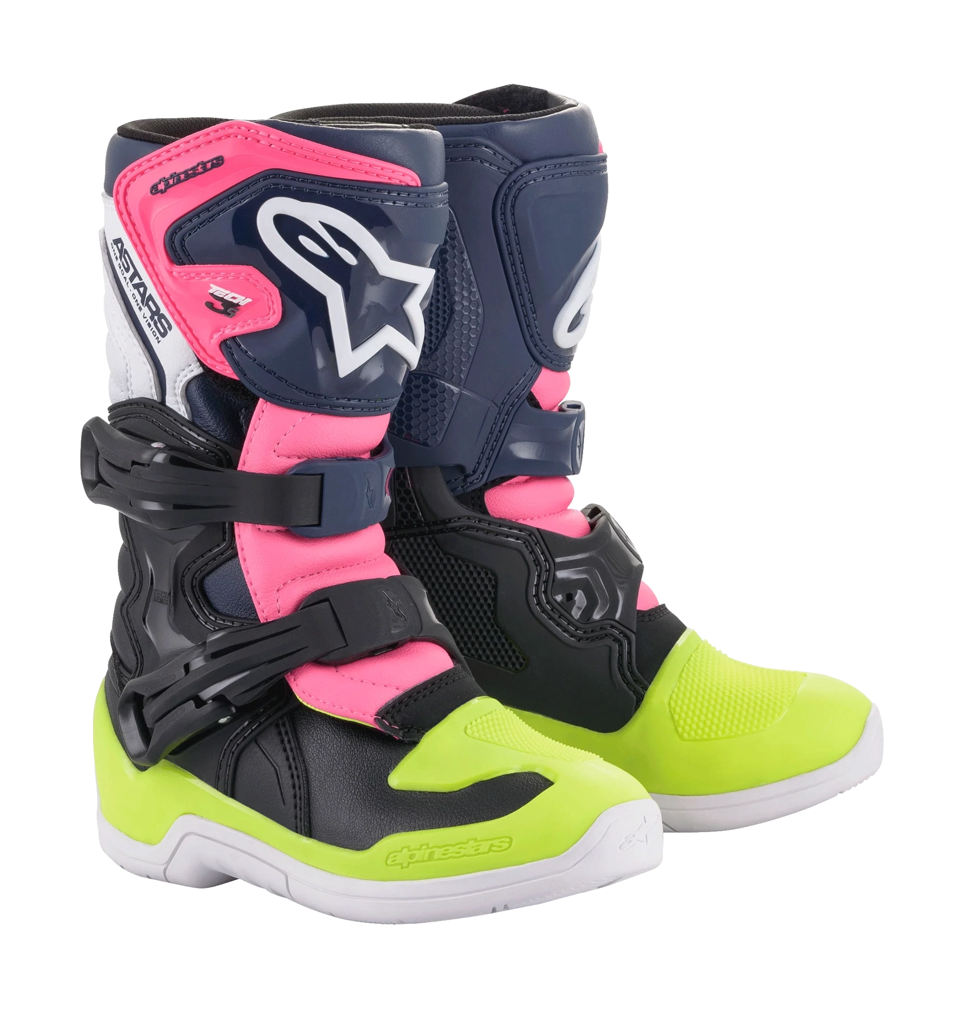 Alpinestars Kids Motocross Boots Tech 3S - Black / Dark Blue / Fluo Pink