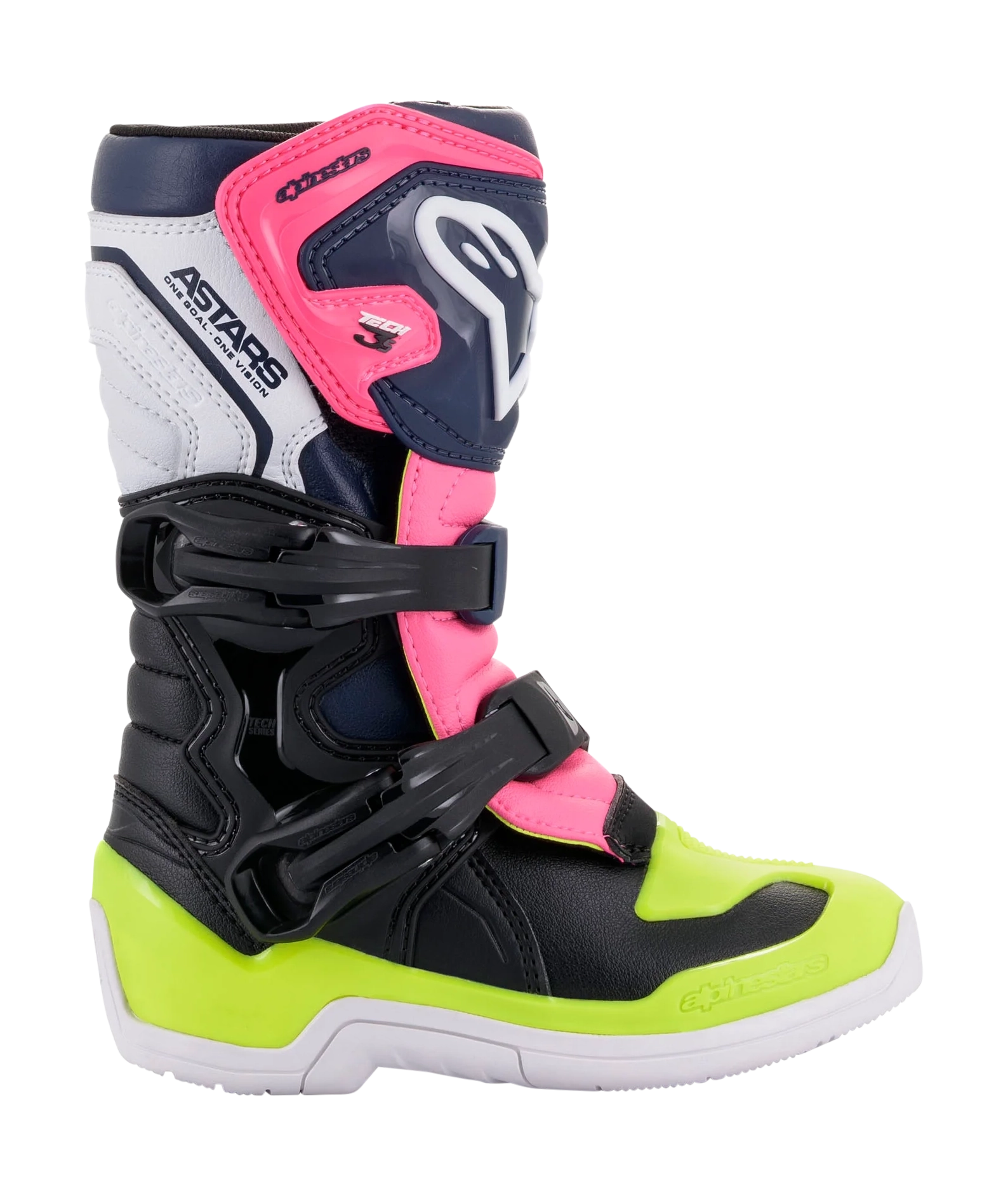 Alpinestars Kids Motocross Boots Tech 3S - Black / Dark Blue / Fluo Pink
