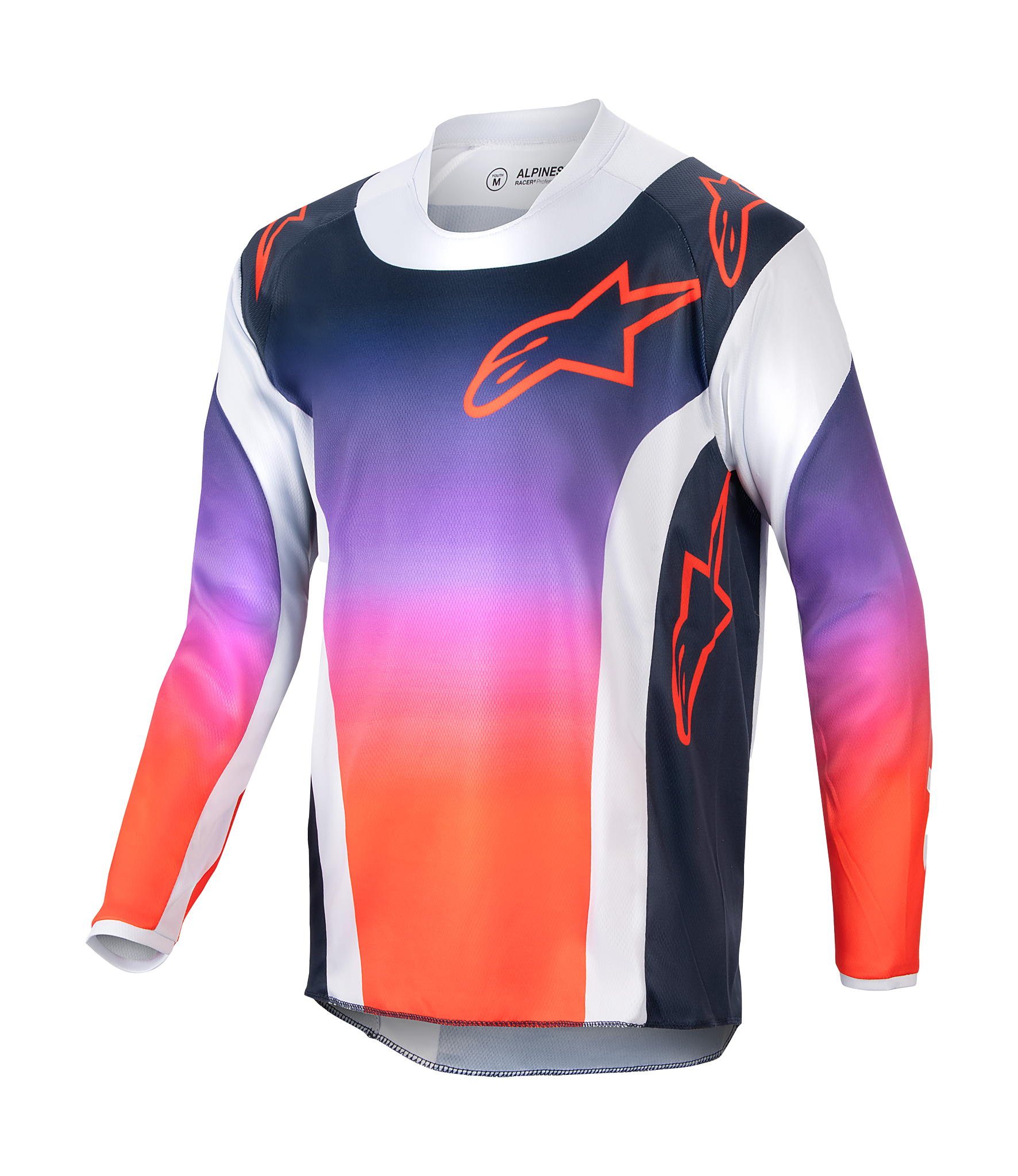 Alpinestars Youth Motocross Jersey Racer Hoen - Light Grey / Hot Orange / Black