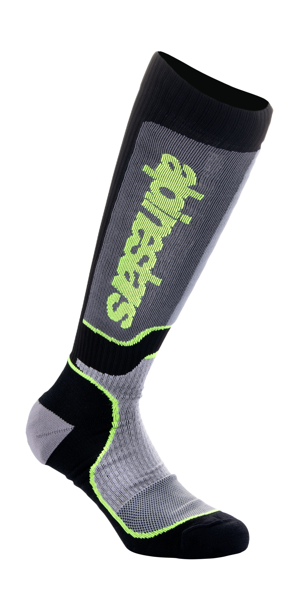 Alpinestars Youth Motocross Socks MX PLUS - Black / Grey / Fluo Yellow