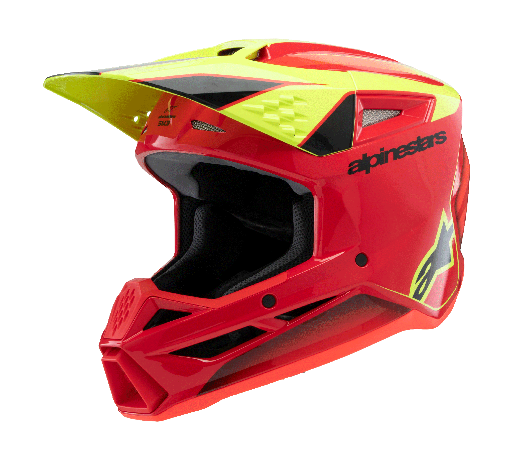 Alpinestars Youth Motocross Helmet S-M3 Fray - Red / Fluo Yellow / Black