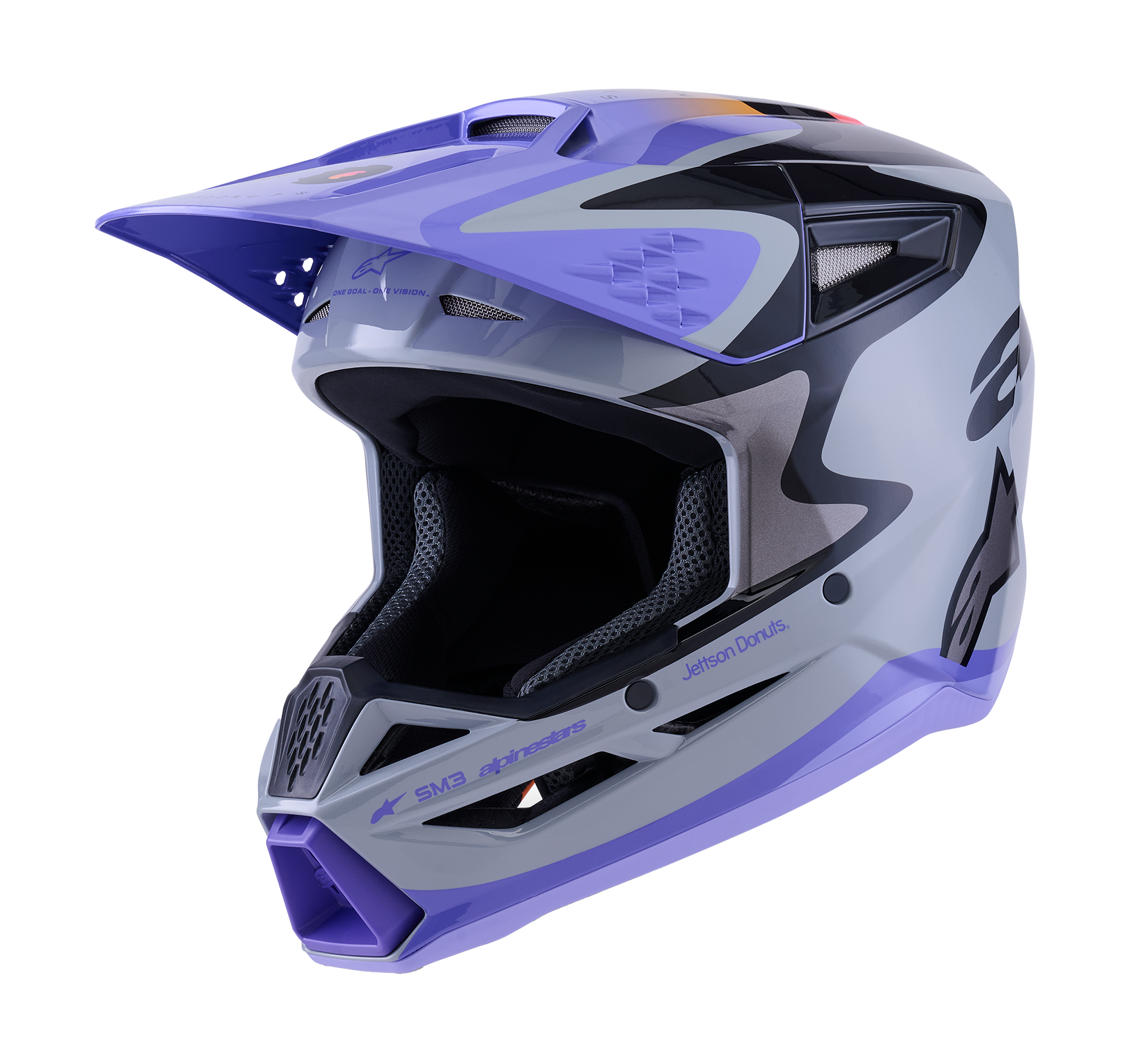 Alpinestars Youth Motocross Helmet S-M3 Jettson - Grey / Purple / Black