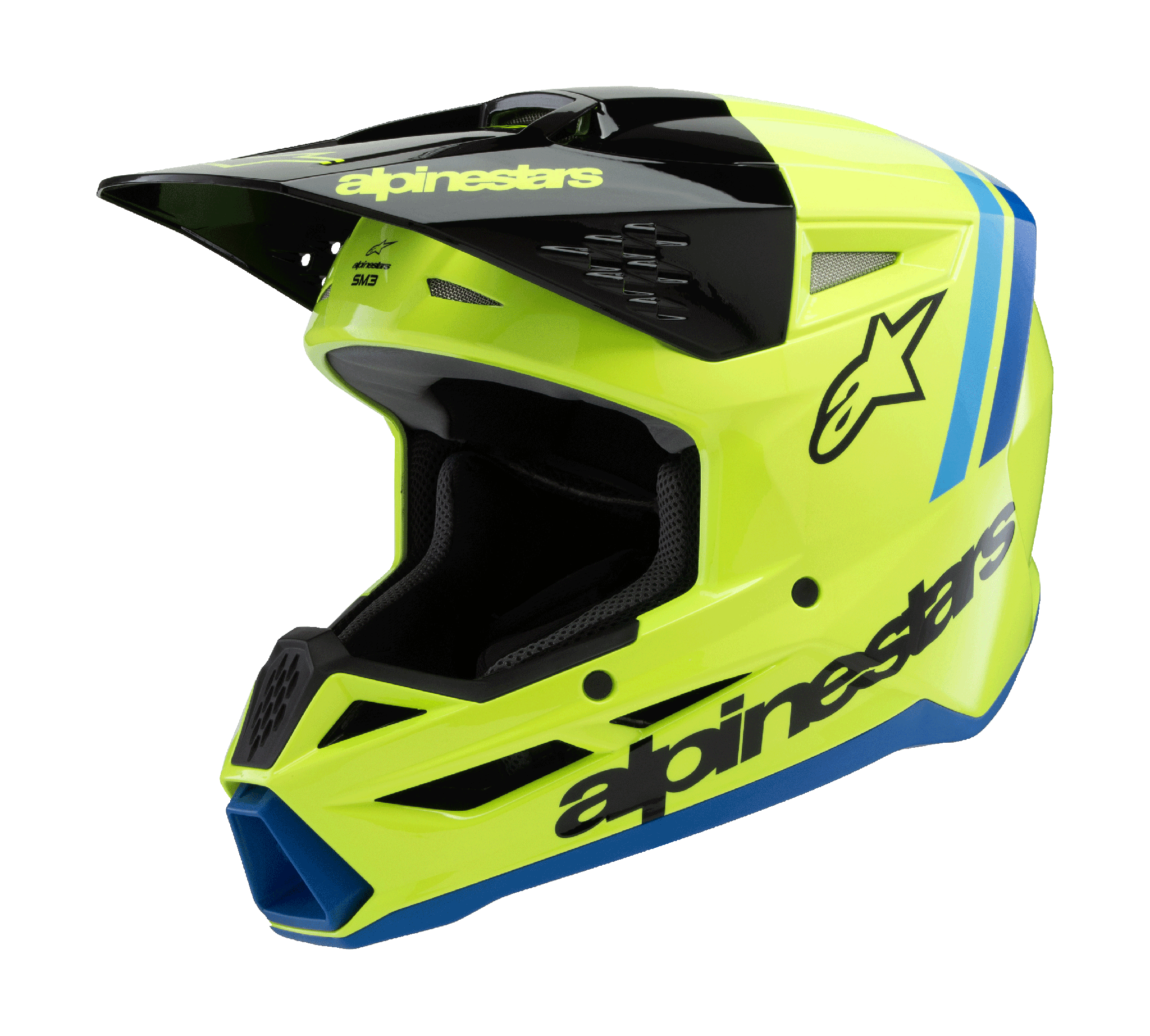 Alpinestars Youth Motocross Helmet S-M3 Radium - Fluo Yellow / Black / Blue
