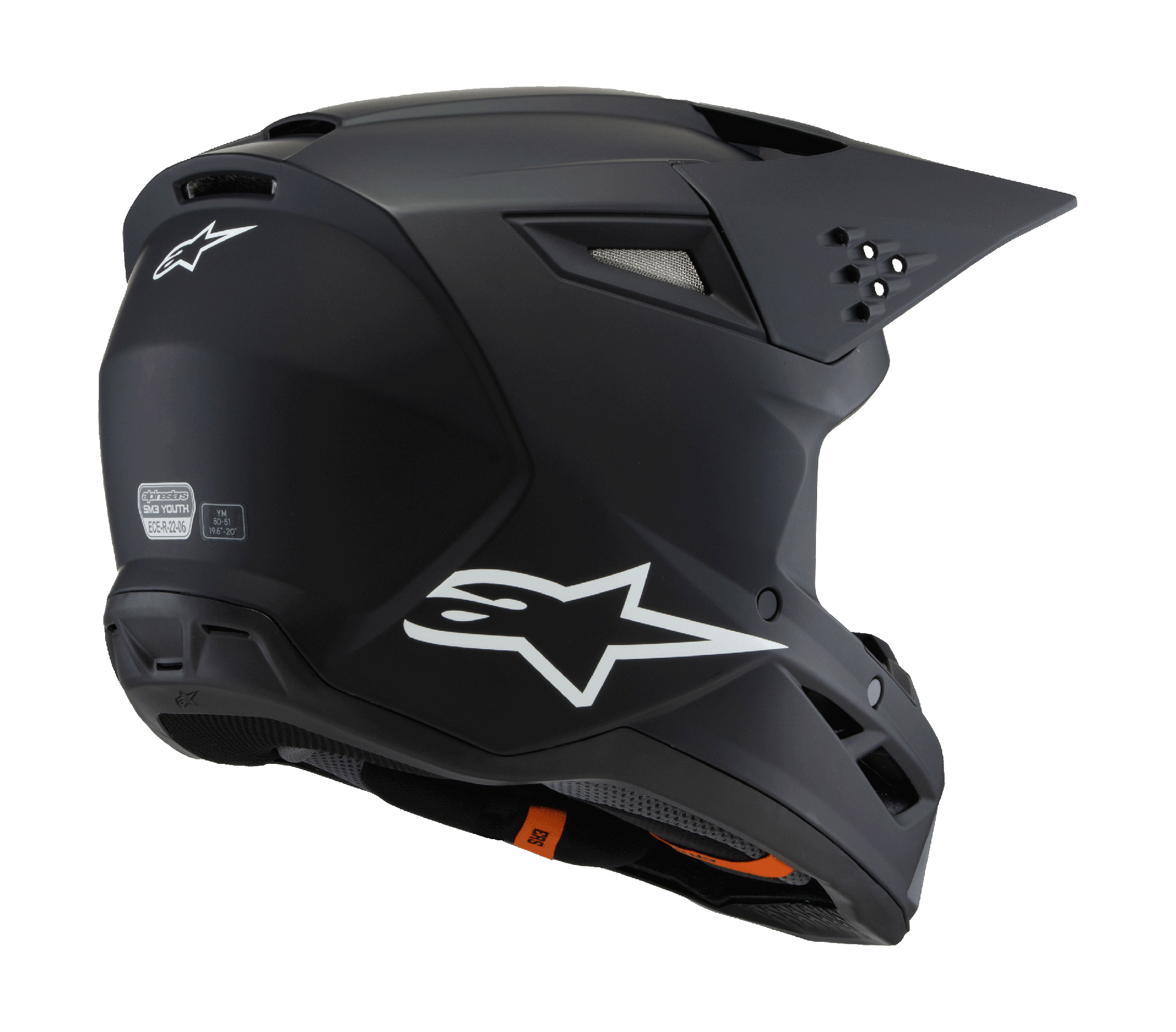 Alpinestars Youth Motocross Helmet S-M3 Solid - Matte Black