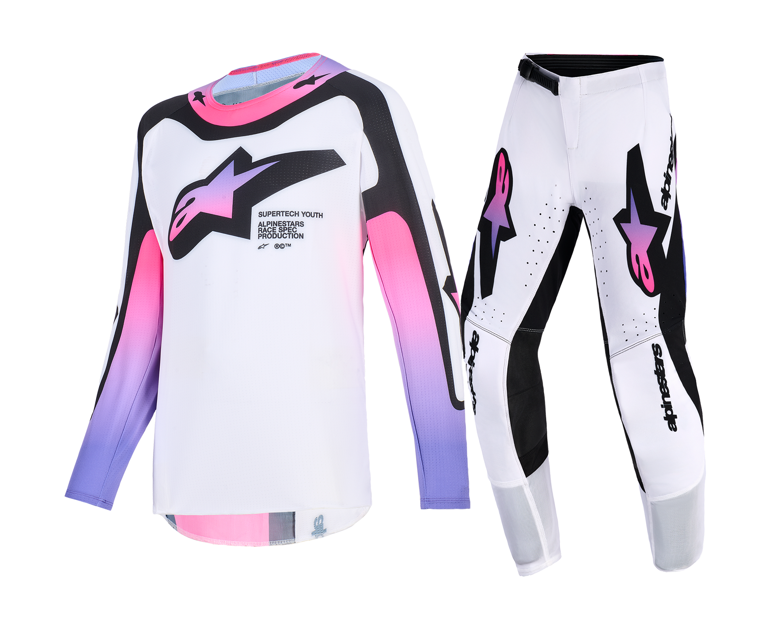 Alpinestars Youth Motocross Gear 2026 Supertech Vista - White / Purple / Black
