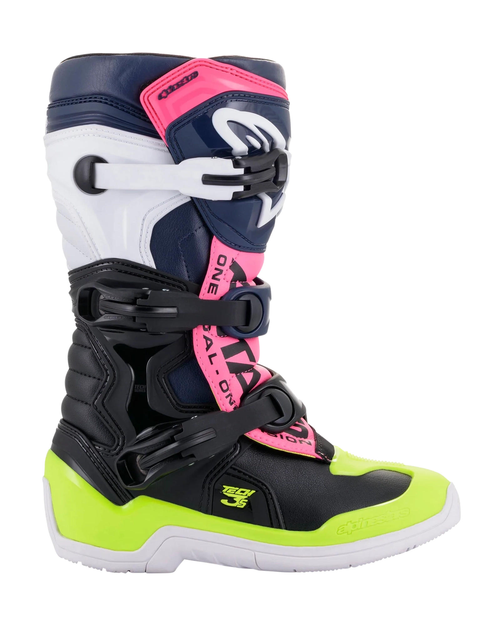 Alpinestars Youth Motocross Boots Tech 3S - Black / Dark Blue / Fluo Pink