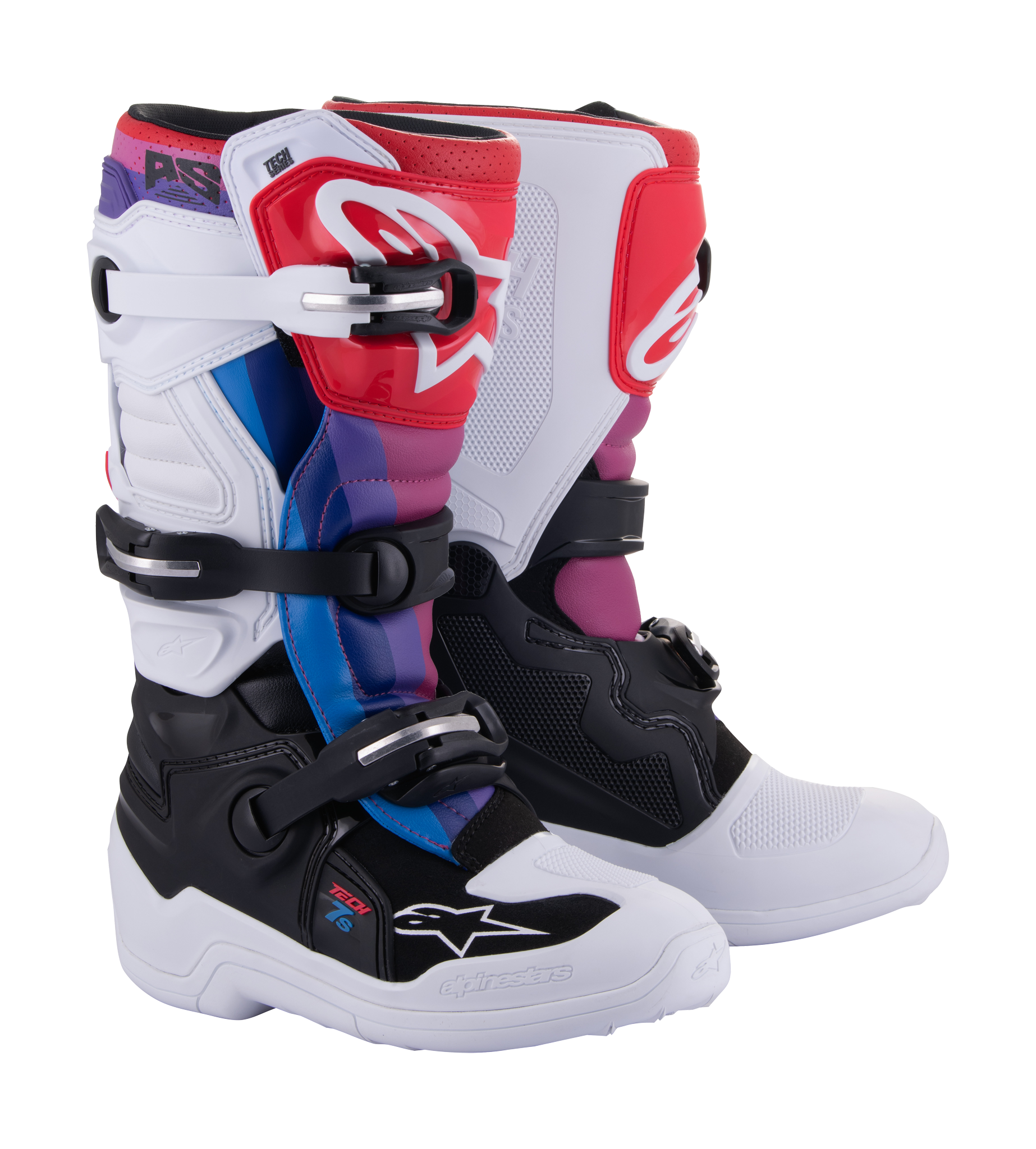Alpinestars Youth Motocross Boots Tech 7S - White / Black / Rainbow