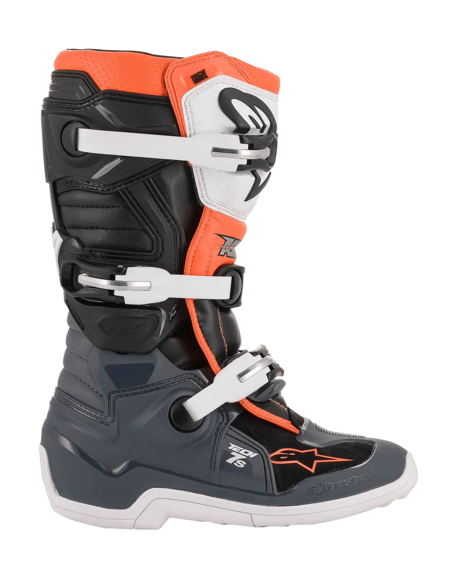 Alpinestars Youth Motocross Boots Tech 7S - Black / Grey / White / Fluo Orange