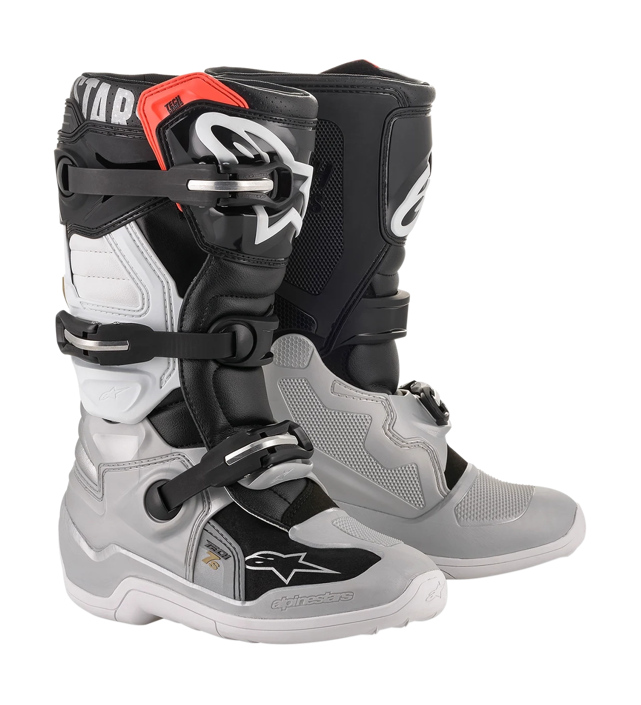 Alpinestars Youth Motocross Boots Tech 7S - Black / Zilver / White / Gold