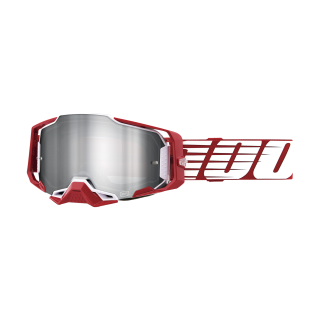 100% Motocross Goggle Armega Oversized Deep Red - Mirror Silver Flash