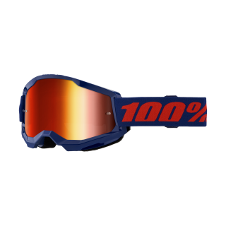 100% Motocross Goggle Strata 2 Navy - Mirror Red