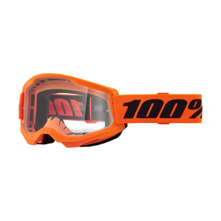 100% Motocross Goggle Strata 2 Neon Orange - Clear