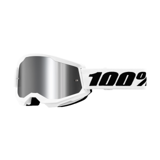 100% Motocross Goggle Strata 2 White - Mirror Silver