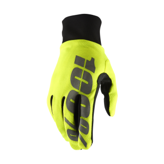 100% Motocross Gloves Winter Hydromatic Waterproof - Neon Yellow