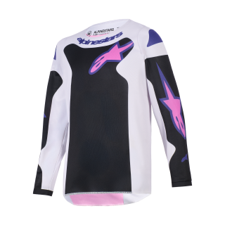 Alpinestars Youth Motocross Jersey 2026 Fluid Grid - Black / Light Grey / Purple